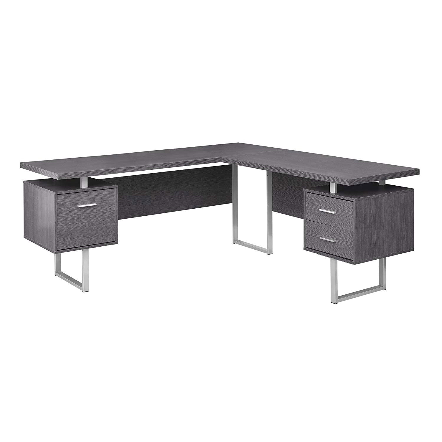 Monarch Specialties Left or Right Facing Modern Home Office Computer Desk, Grey