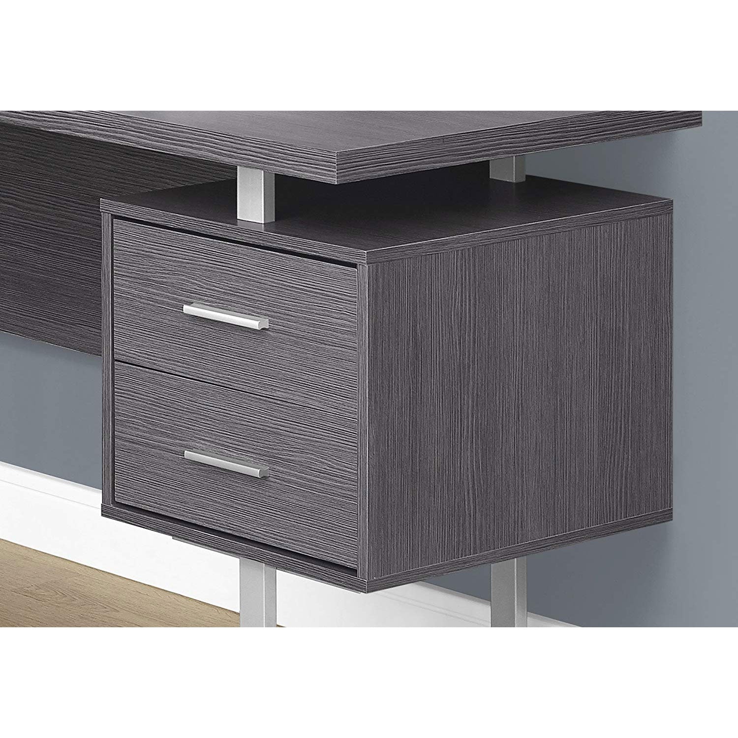 Monarch Specialties Left or Right Facing Modern Home Office Computer Desk, Grey
