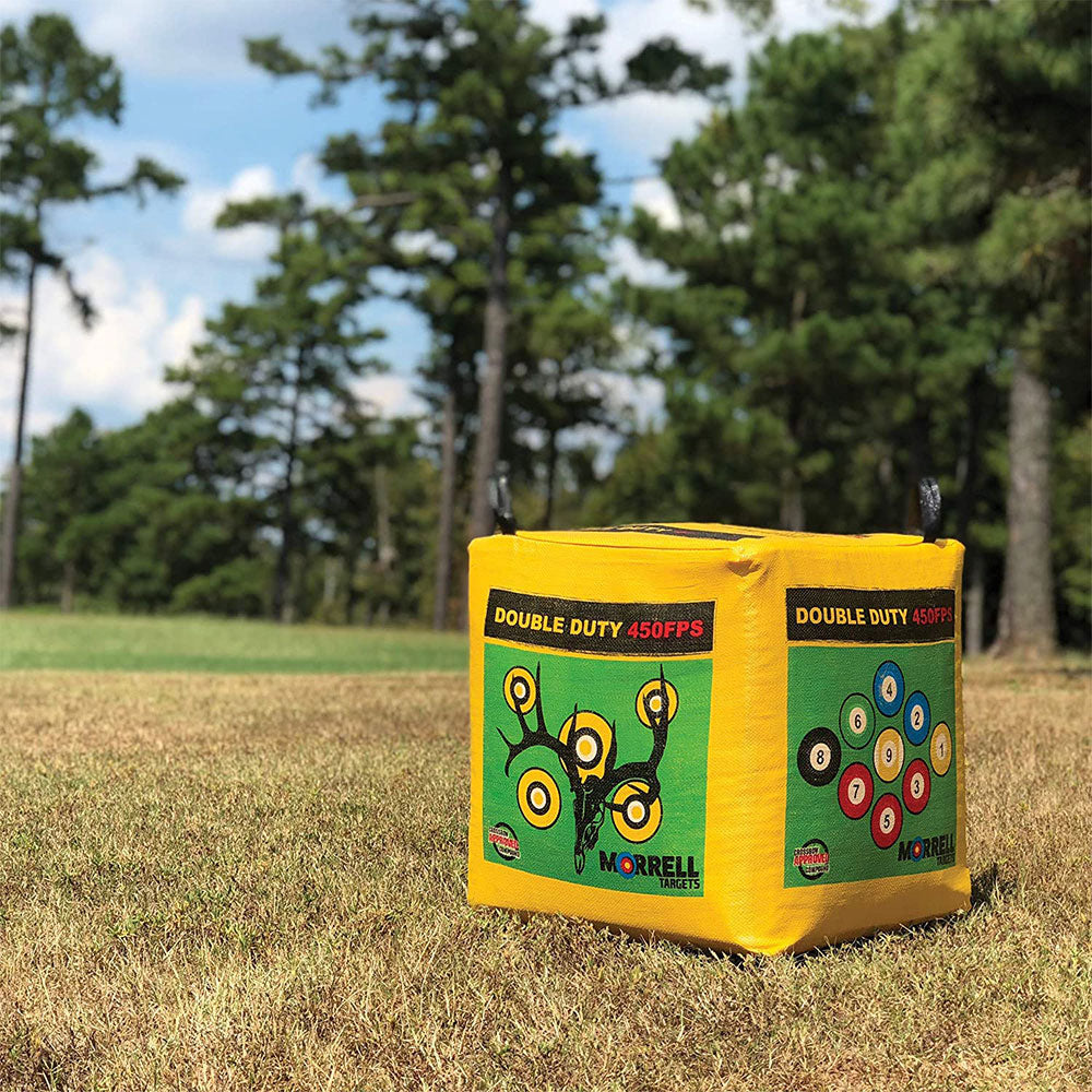 Morrell Double Duty 450 FPS 4 Sided Cube Archery Bag Target, Yellow (Open Box) - VMInnovations