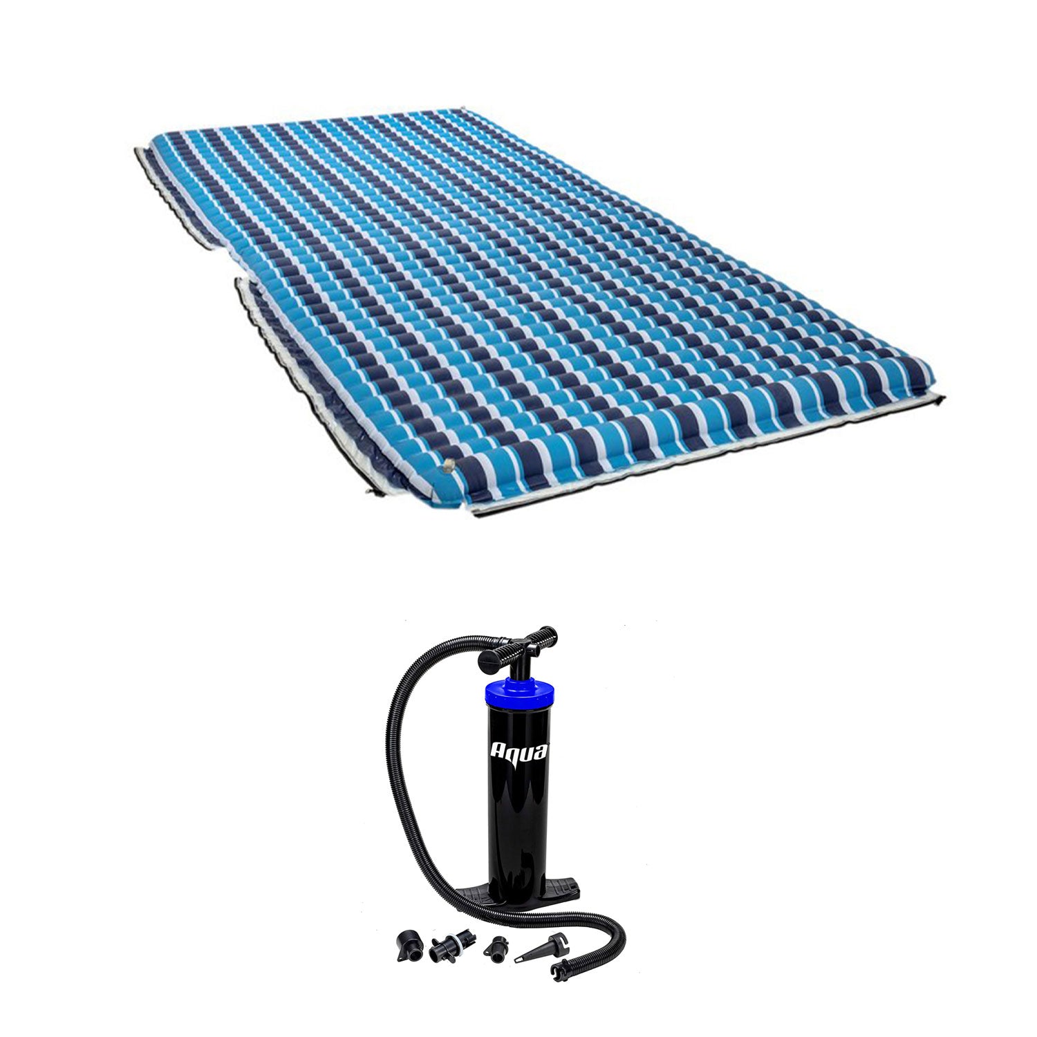 Aqua Supersized Plank Inflatable Floating Raft with Dual Action Hand Pump, Blue - VMInnovations