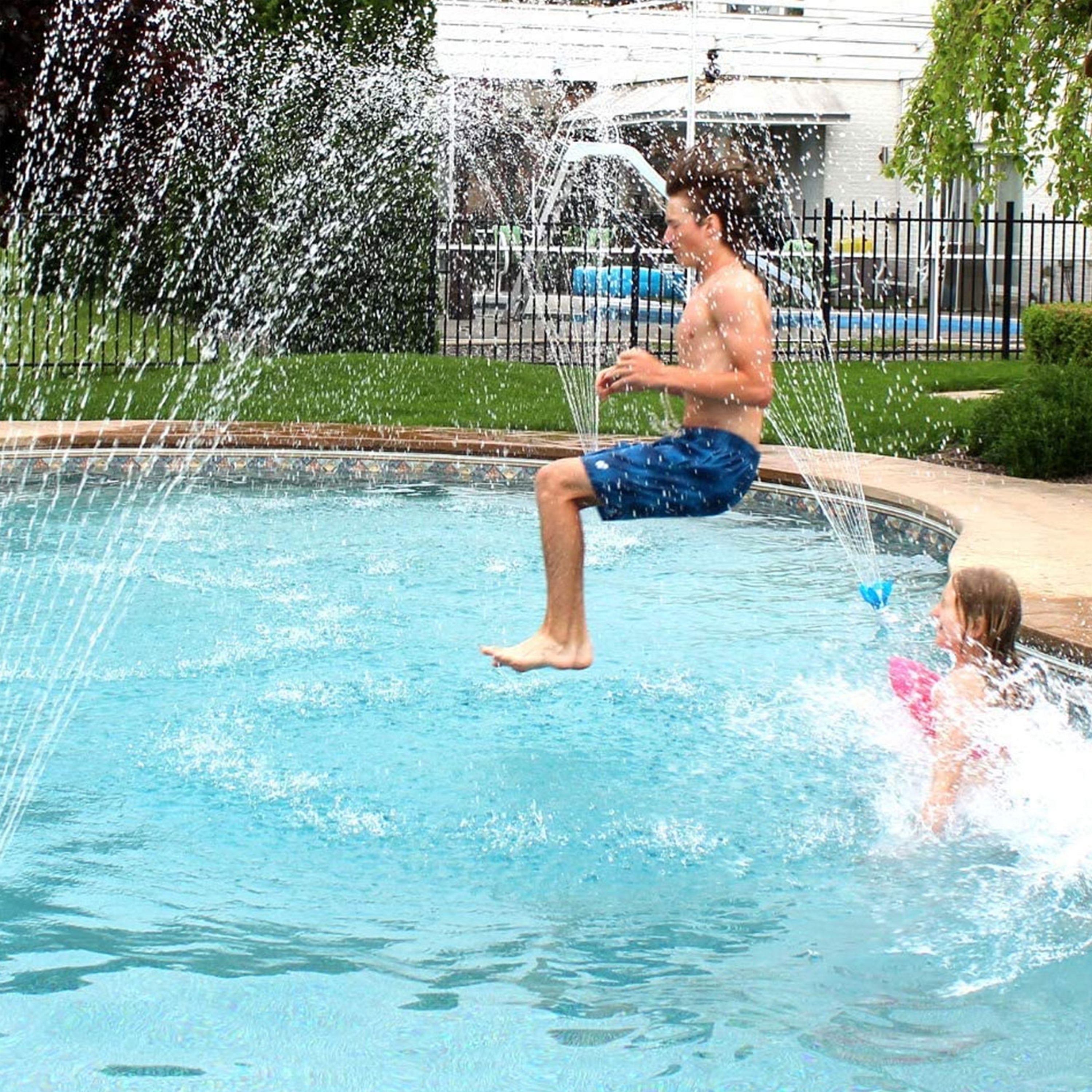 Magic Pool Fountain Water Powered Swimming Pool Fountain w/ Multicolor LED Bulb - VMInnovations