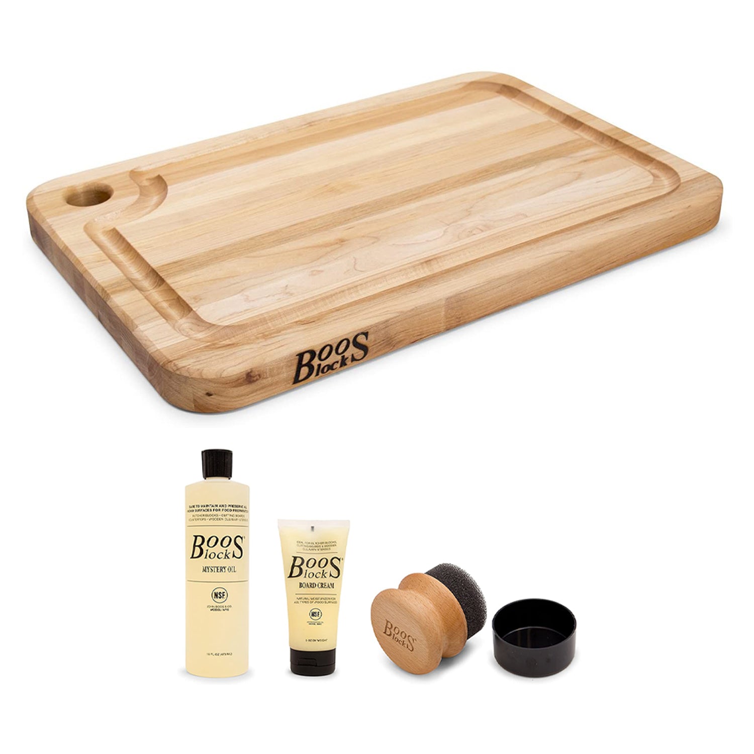 John Boos Block 18 x 12" Maple Wood Reversible Cutting Board and Maintenance Set - VMInnovations