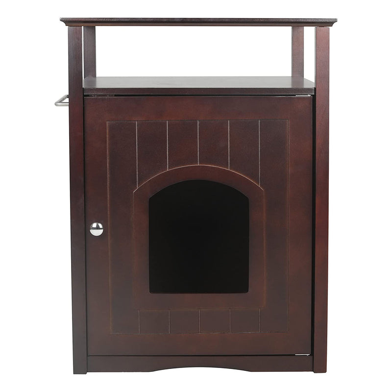 Merry Products Decorative Cat Enclosed Litter Box Washroom Night Stand, Espresso