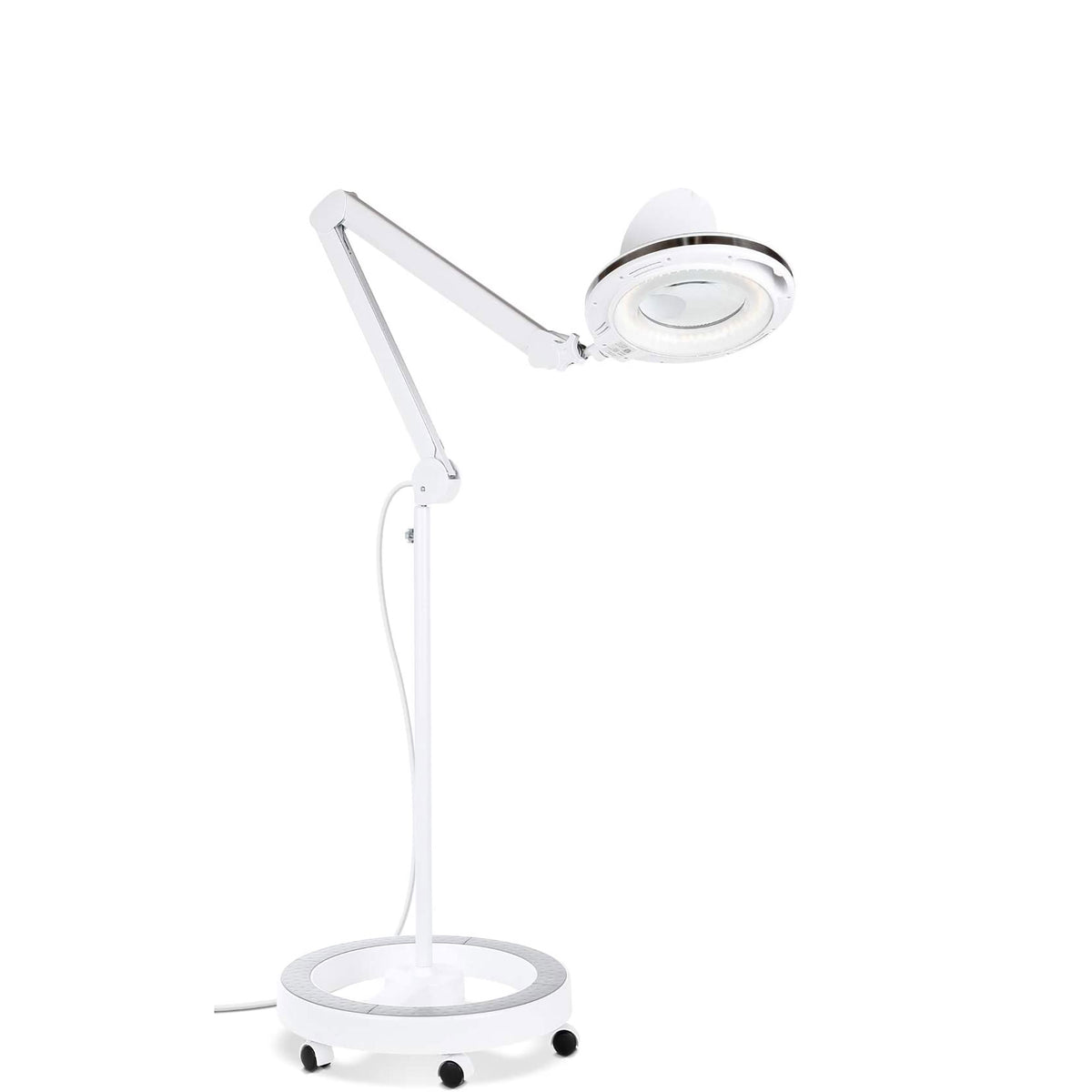 Brightech Pro Rolling Wheel Base 3 Diopter Magnifier Floor Lamp, White (Used)