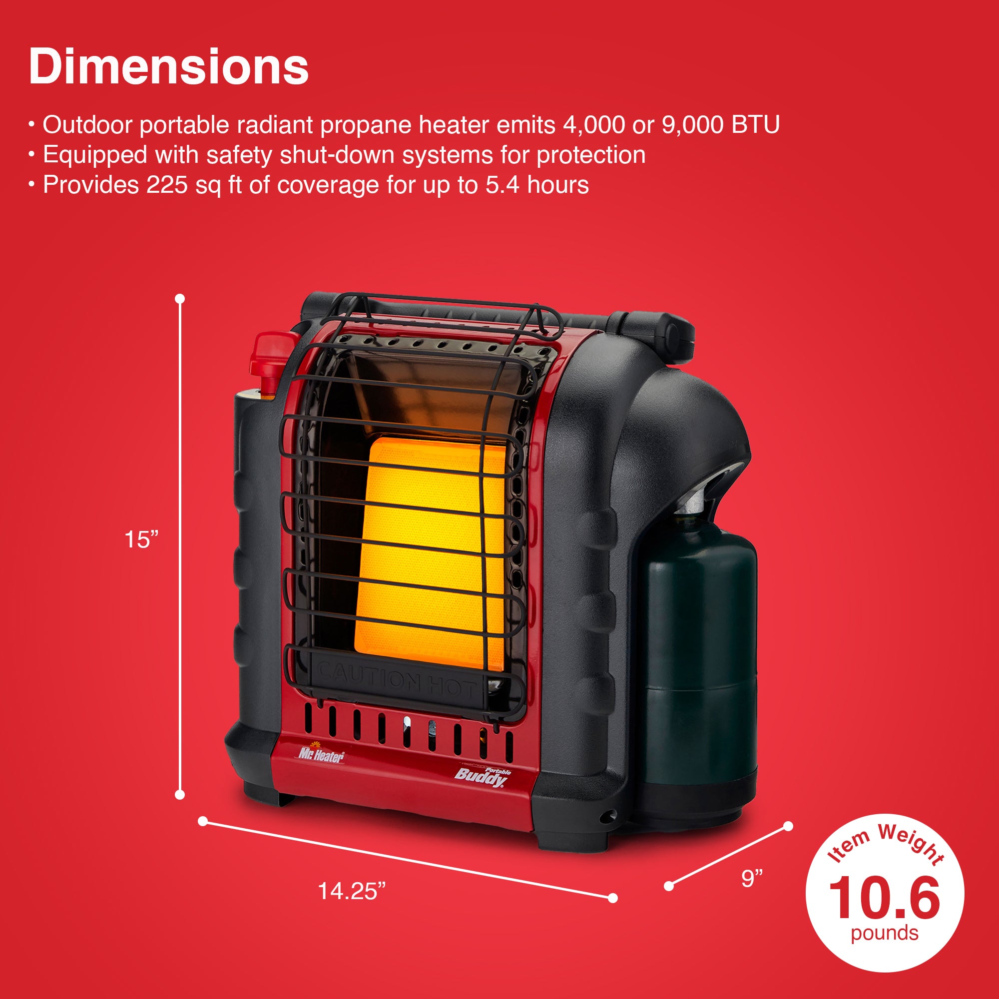 Mr. Heater Portable Buddy Outdoor Camping, Job Site 9,000 BTU Propane Gas Heater - VMInnovations