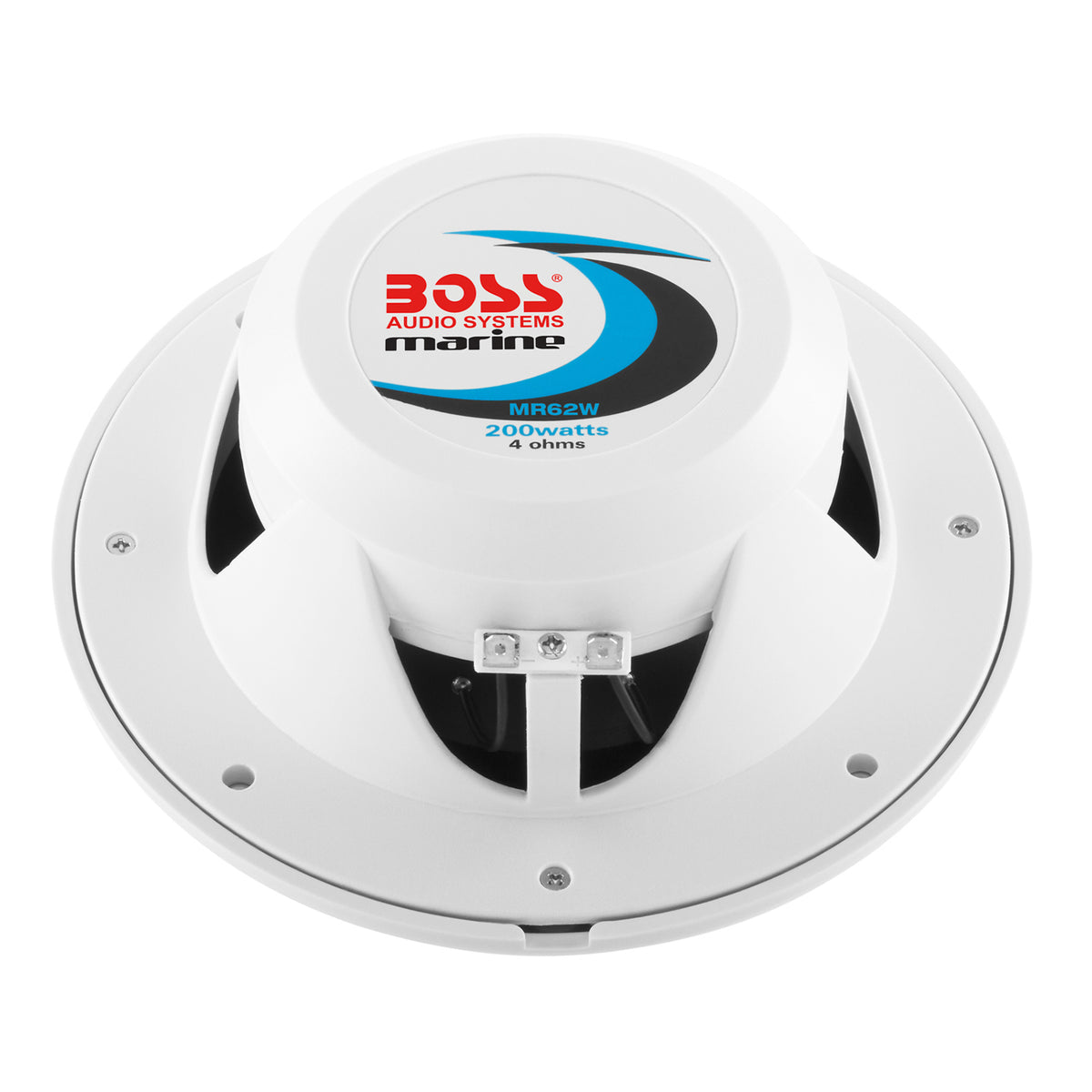 BOSS Audio MR62W 6.5 Inch 2 Way 200 Watt Marine Full Range Boat Speakers, 1 Pair