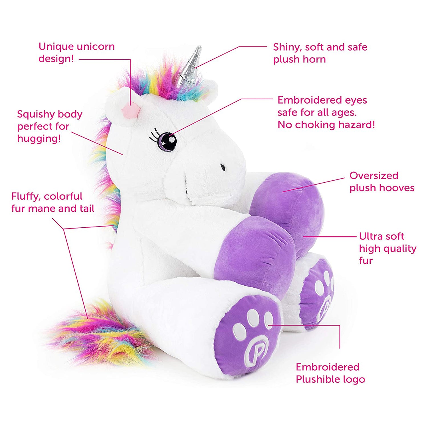 Plushible 44" Signature Soft Large Unicorn Stuffed Animal Plush Toy (Open Box) - VMInnovations