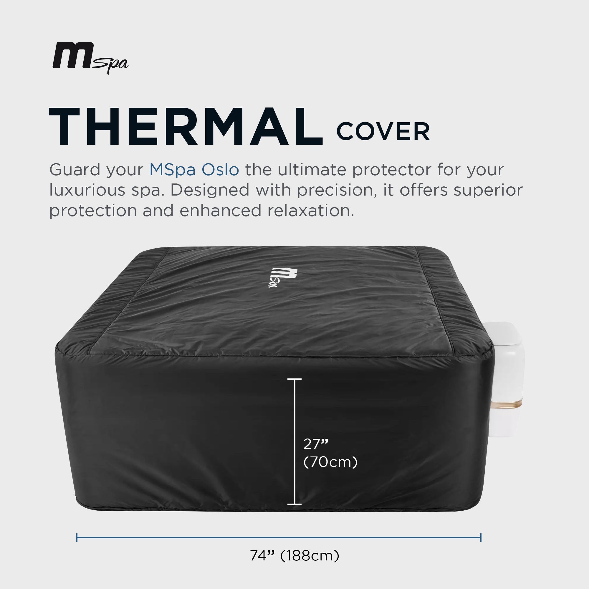 MSpa Thermal Cover for OSLO Model w/Tightening Rope & Buckle, Gray (Open Box) - VMInnovations