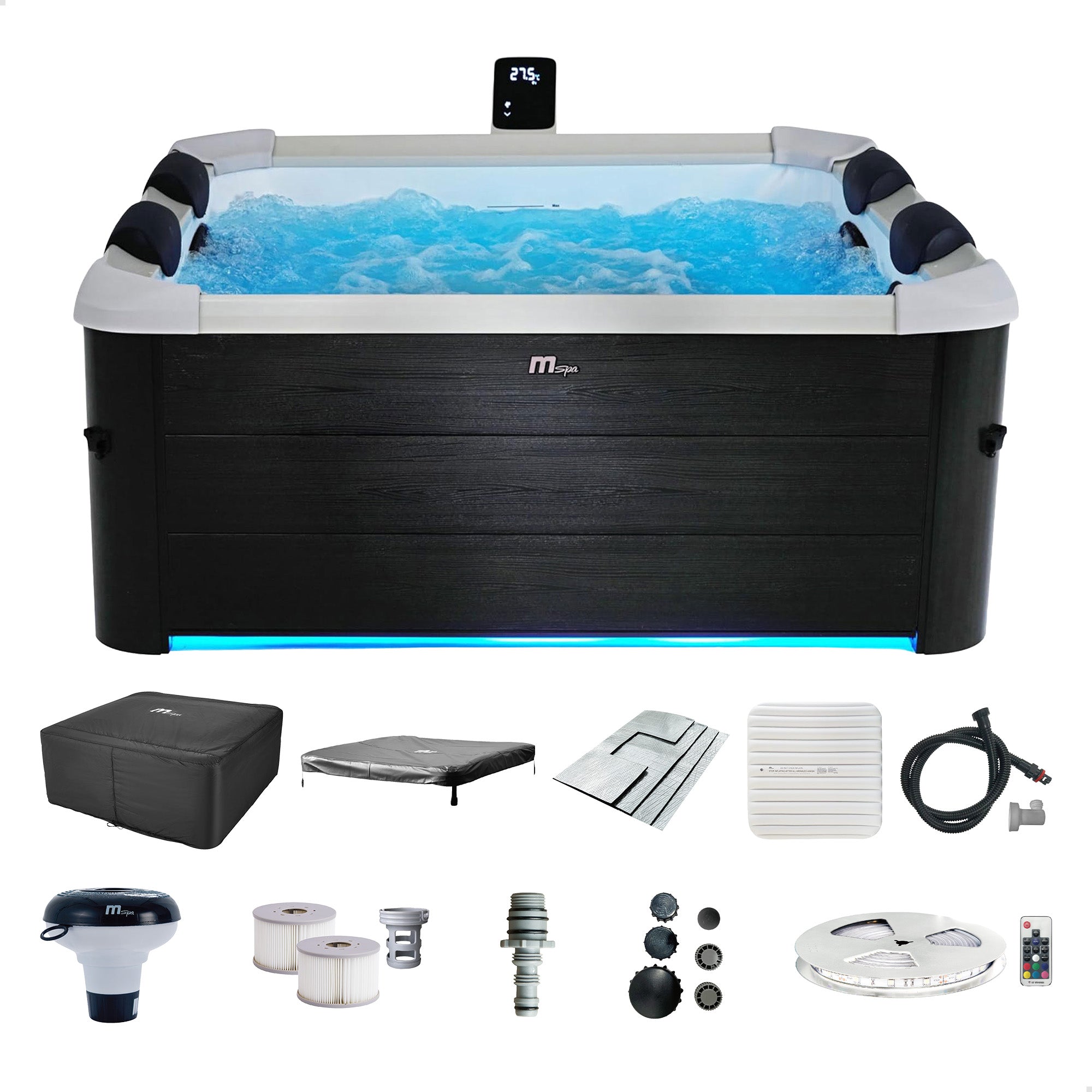 MSpa Bubble Spa w/ Hard Outer, Soft Interior, & Energy Efficient Cover, Oslo