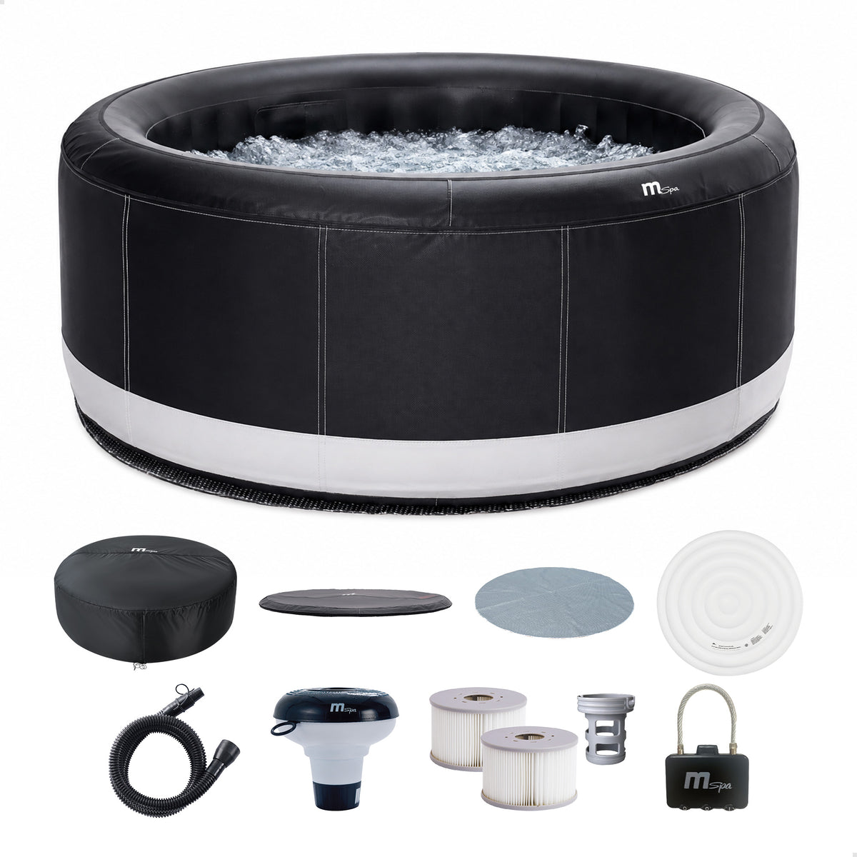 MSpa Round Inflatable Bubble Spa with Energy Efficient Cover, Super Camaro - VMInnovations