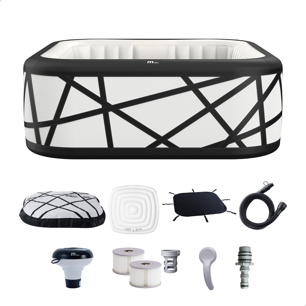 MSpa Soho Square Inflatable Bubble Massage Spa for 4-6 Person, Energy-Saving