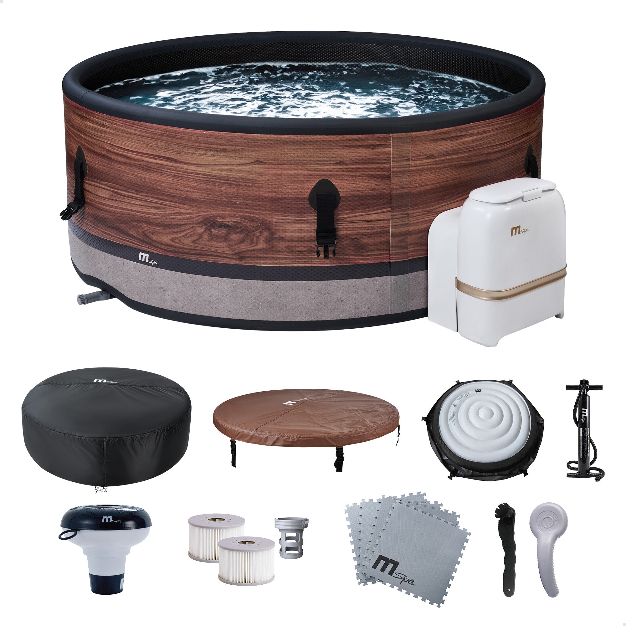 MSpa Duet 6-Person Round Inflatable Bubble Spa, Thermal Cover, Energy-Efficient - VMInnovations