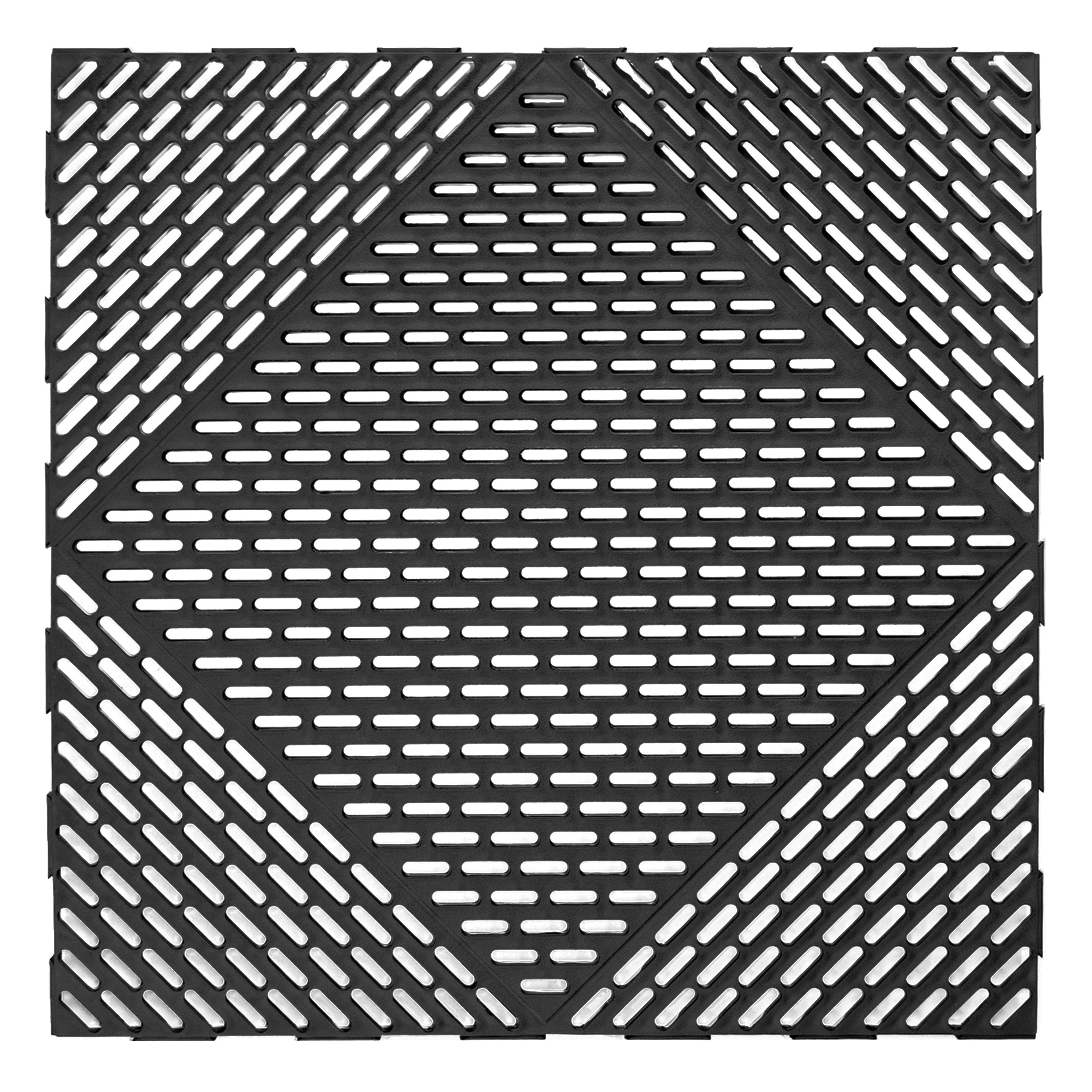 EasyTile 12 Pack Interlocking Modular Tiles with Drainage, 18x18 Inches, Black