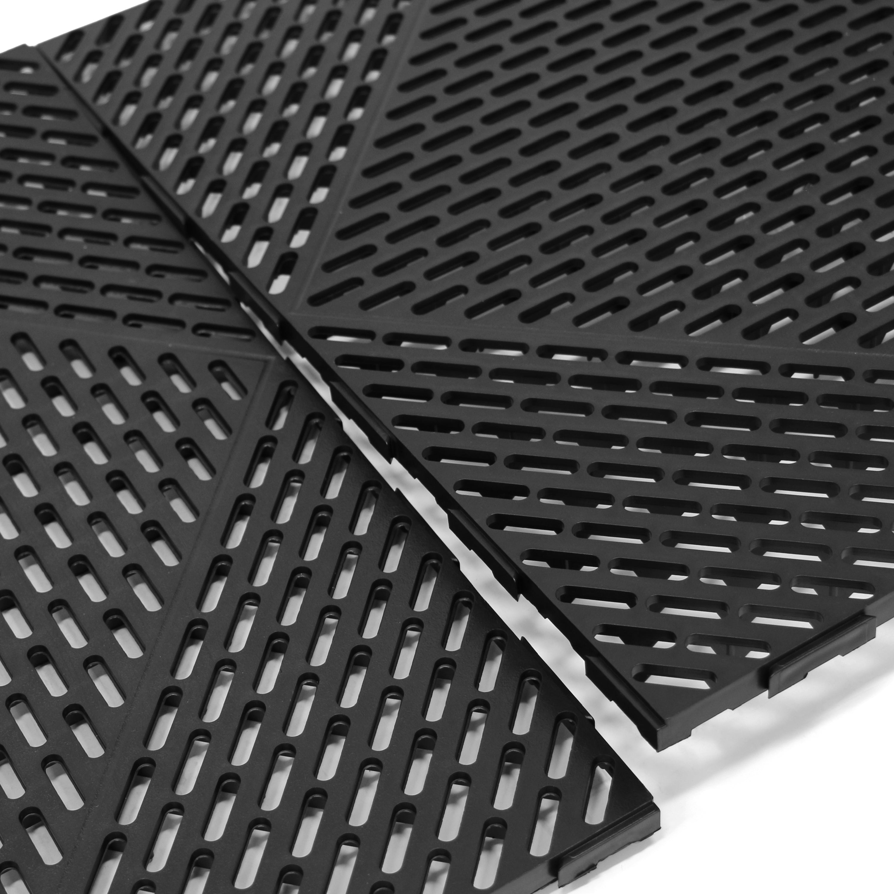 EasyTile 12 Pack Interlocking Modular Tiles with Drainage, 18x18 Inches, Black