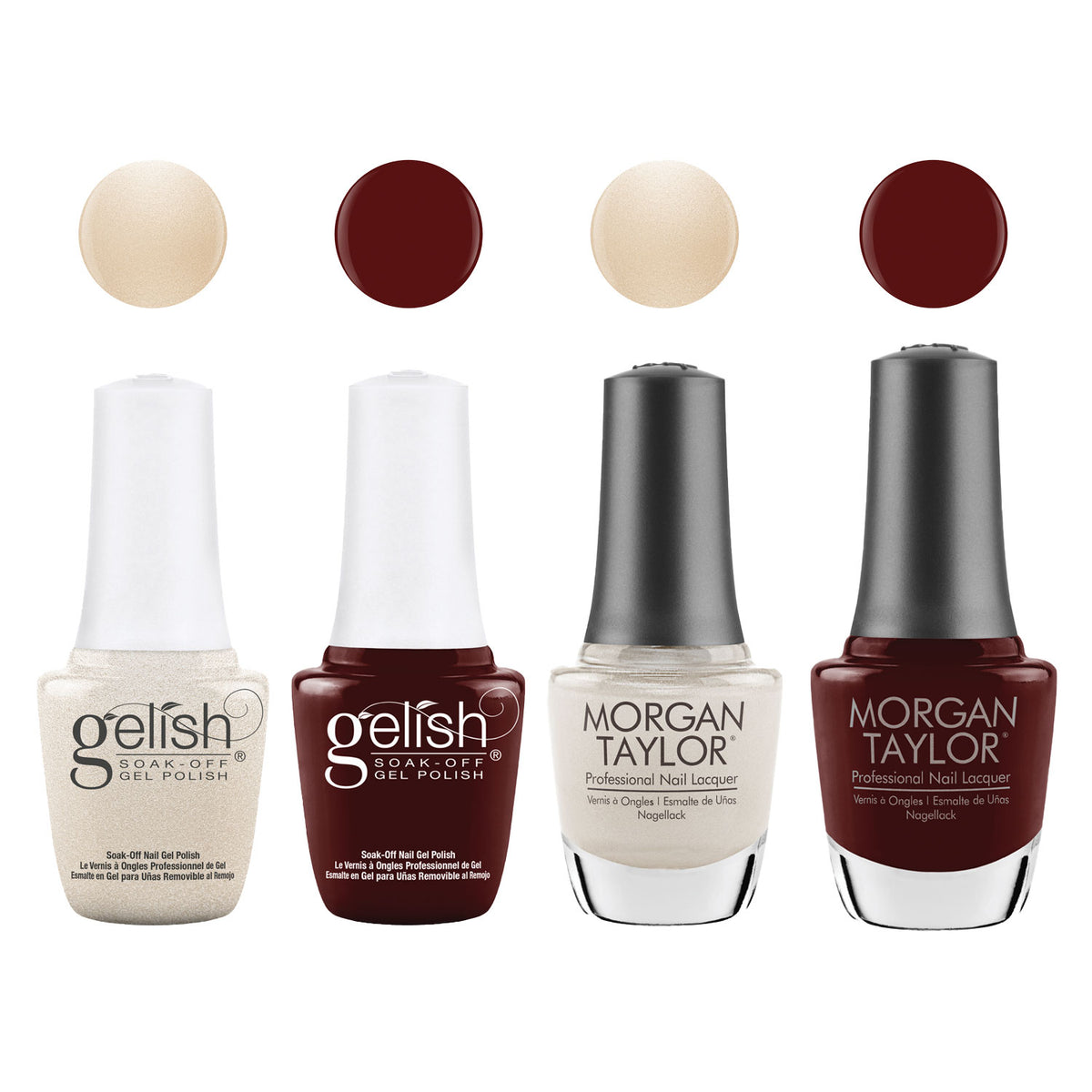Gelish Mini & Morgan Taylor Out in the Open Gel Polish and Lacquer Set, 4 Pack