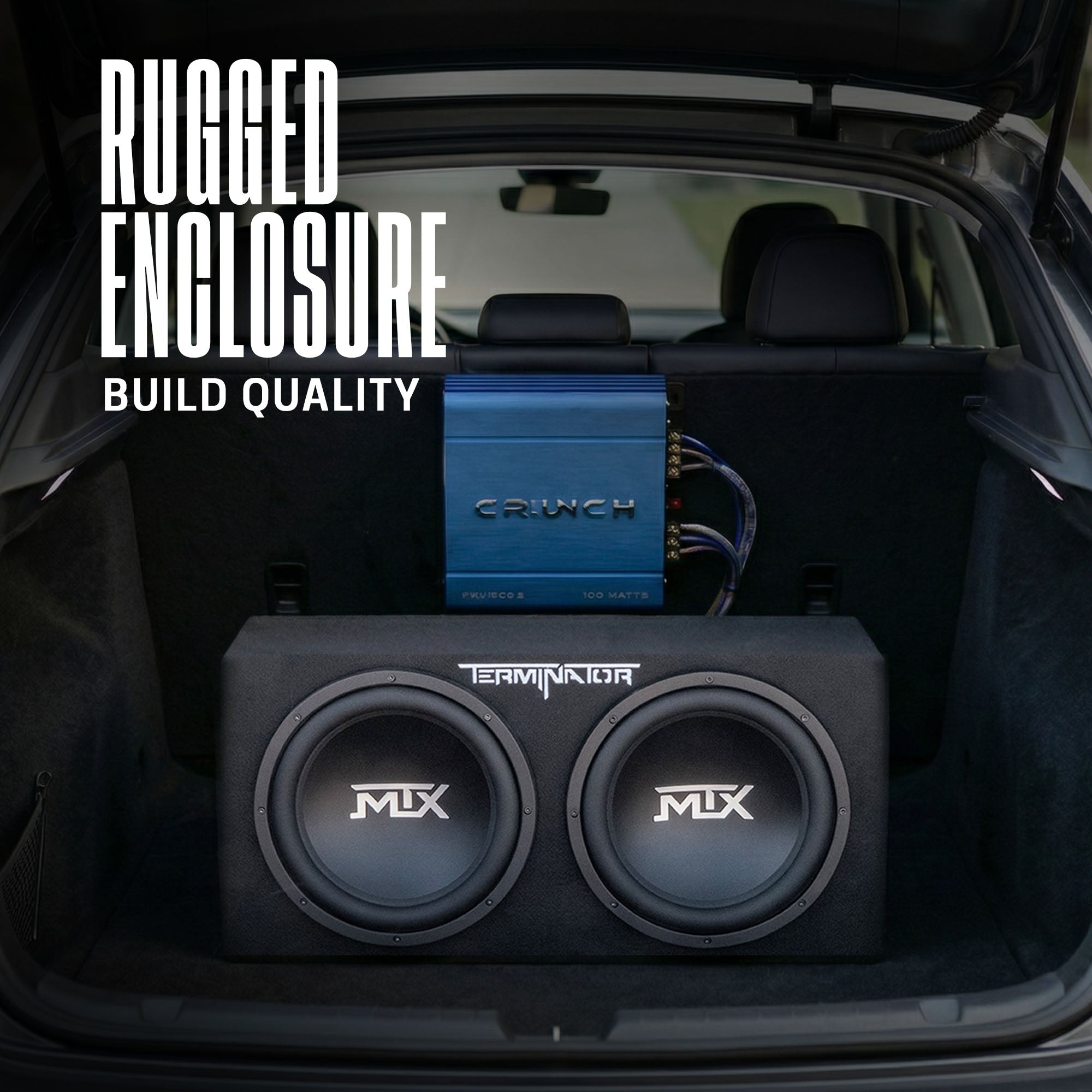MTX 12" 1200W Car Audio Subwoofer Box Enclosure & Crunch PowerDriveX Stereo Amp