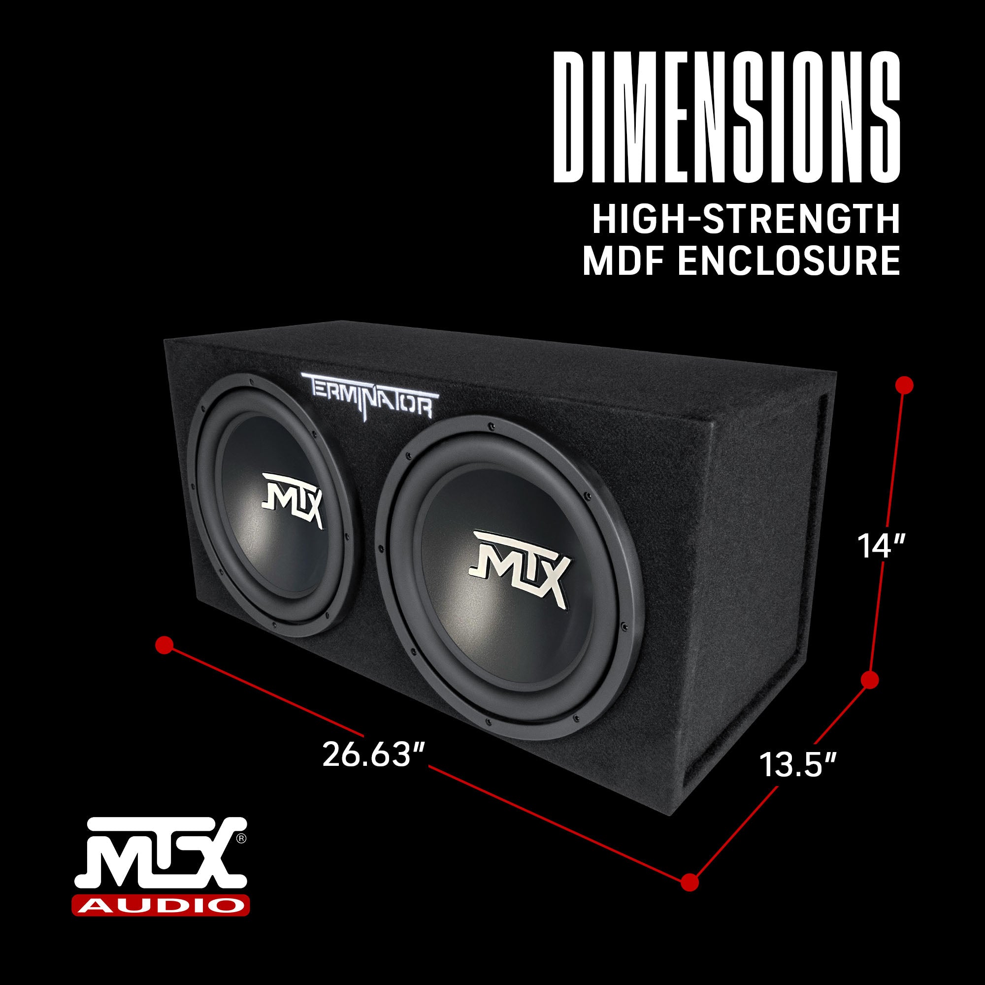 MTX 12" 1200W Car Audio Subwoofer Box Enclosure & Crunch PowerDriveX Stereo Amp