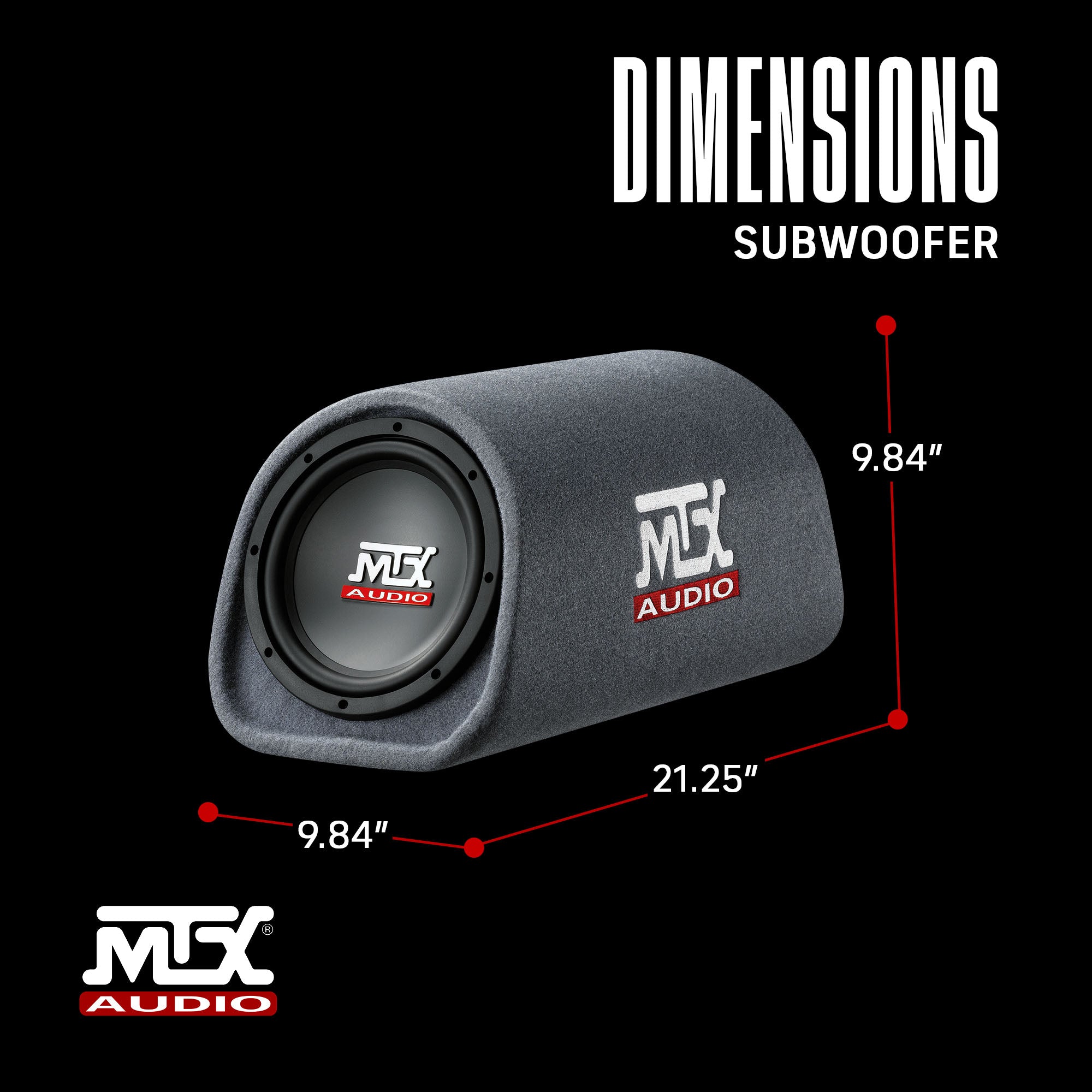 MTX AUDIO 8" 240W Subwoofer Enclosure Amplified Tube Box Vented (For Parts)