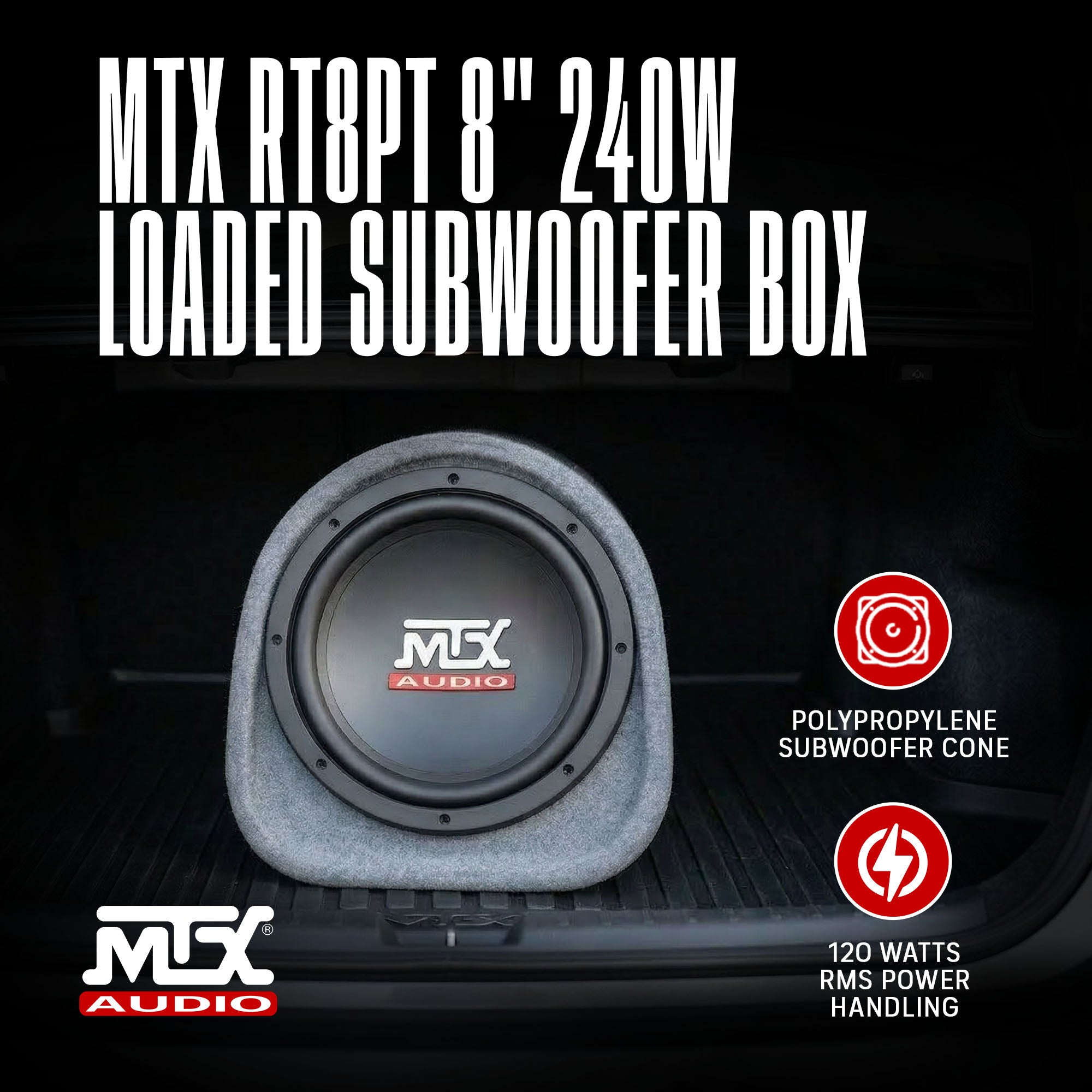 MTX AUDIO 8" 240W Subwoofer Enclosure Amplified Tube Box Vented (For Parts)