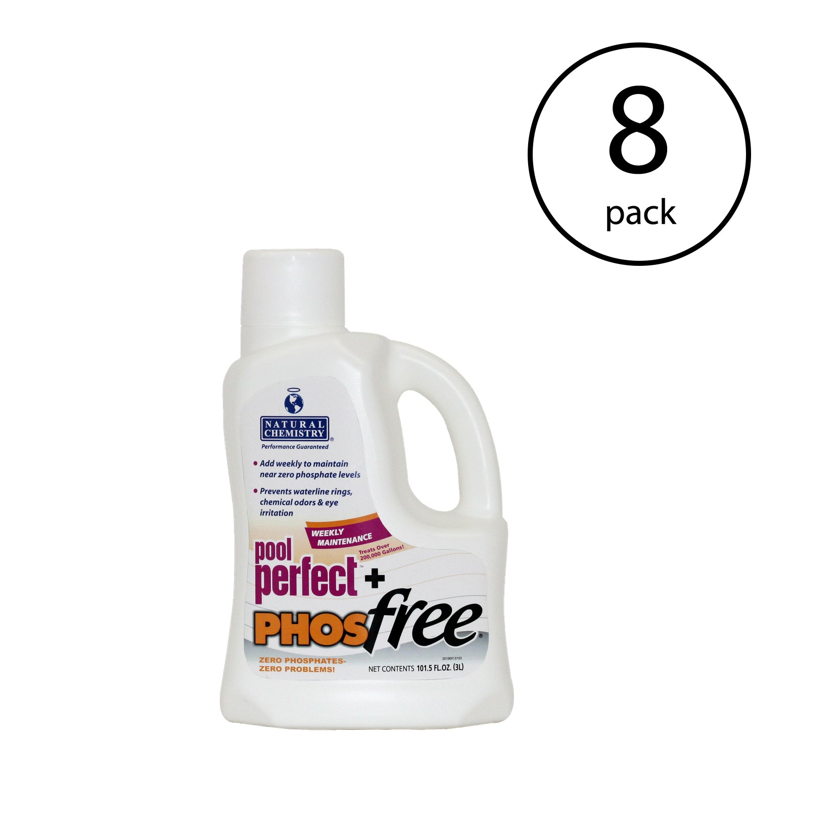 Natural Chemistry Spa Swimming Pool Perfect Plus PHOSfree, 3 Liters (8 Pack)