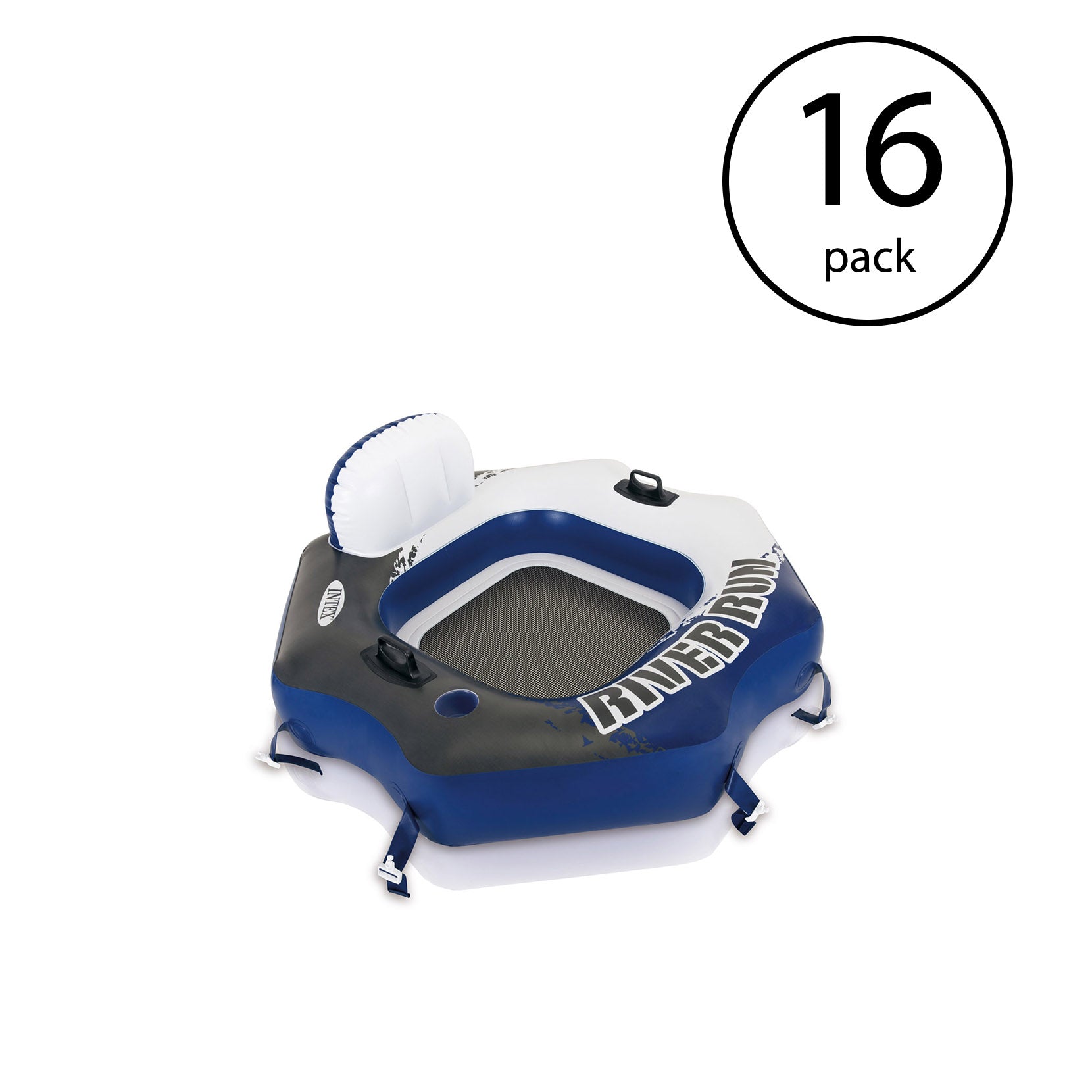Intex River Run Connect Lounge Inflatable One Person Floating Tube (16 Pack)