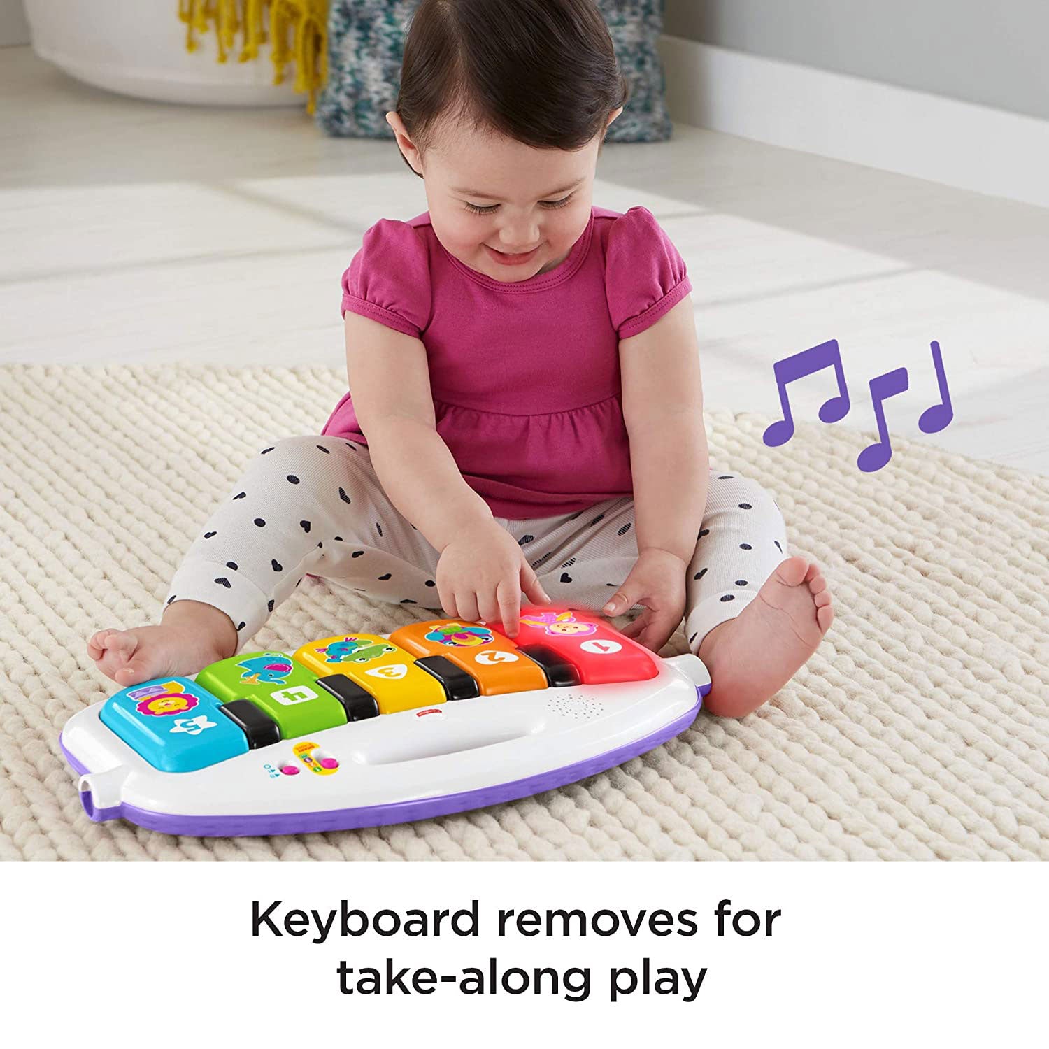 Fisher-Price Deluxe Kick 'n Play Musical Piano Gym with Soft Mat, Pink