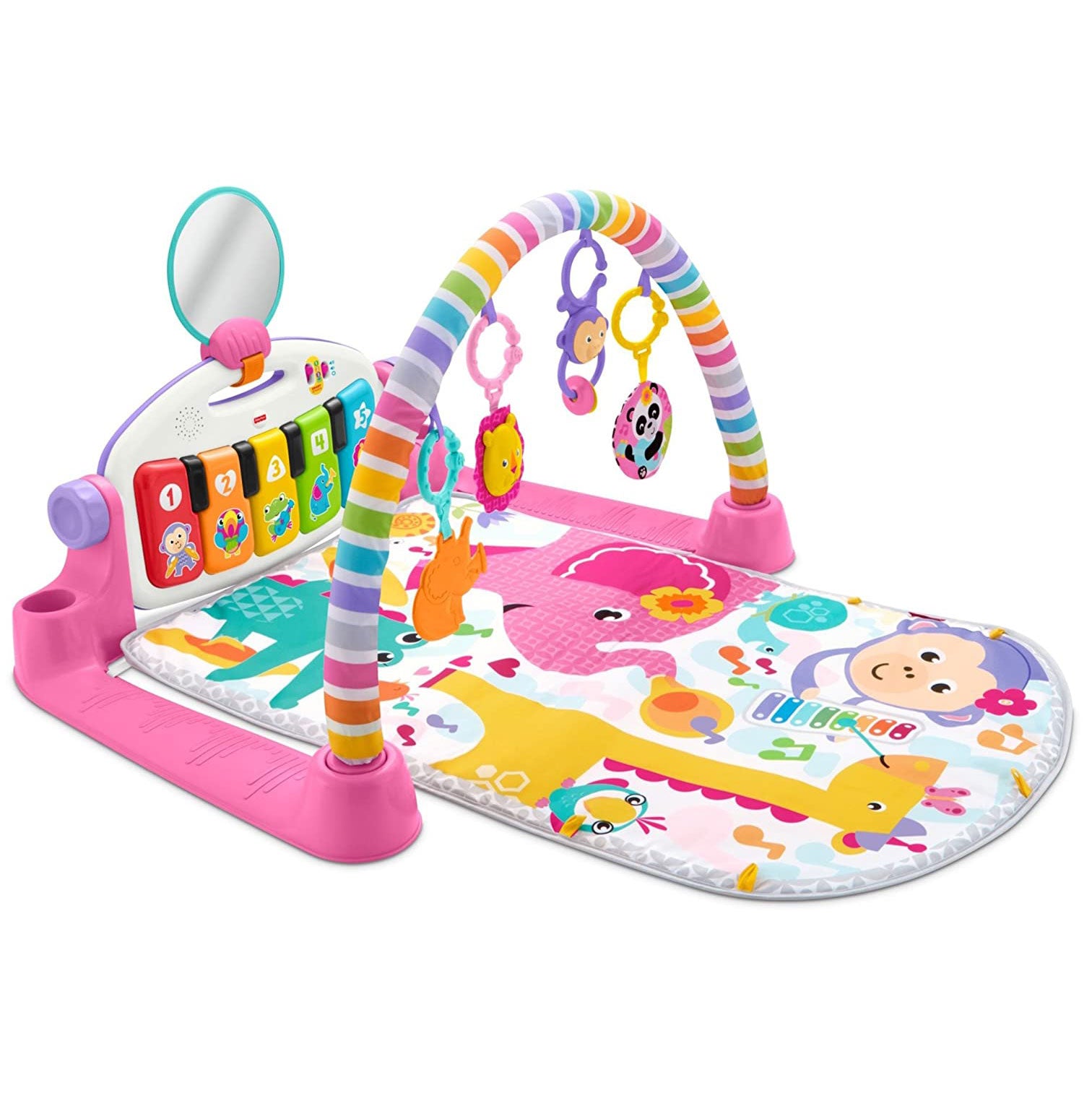 Fisher-Price Deluxe Kick 'n Play Musical Piano Gym with Soft Mat, Pink