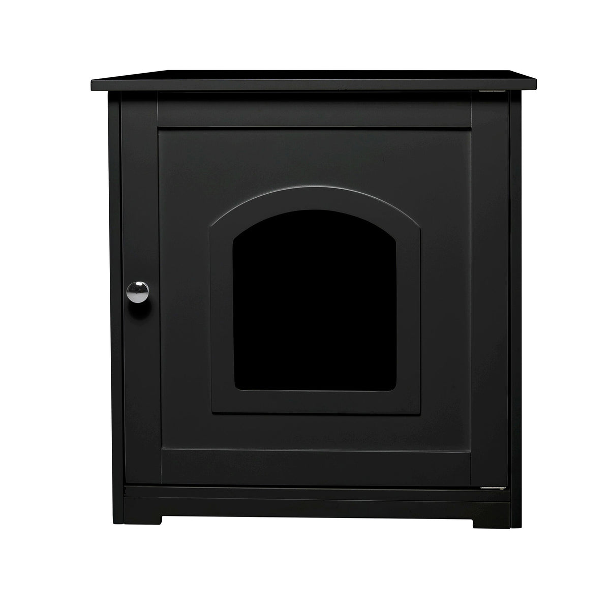 Merry Products Pet Cat Washroom Bench Box with Removable Partition Wall, White + zoovilla Kitty Litter Loo Indoor Hidden Litter Box Furniture Enclosure, Black