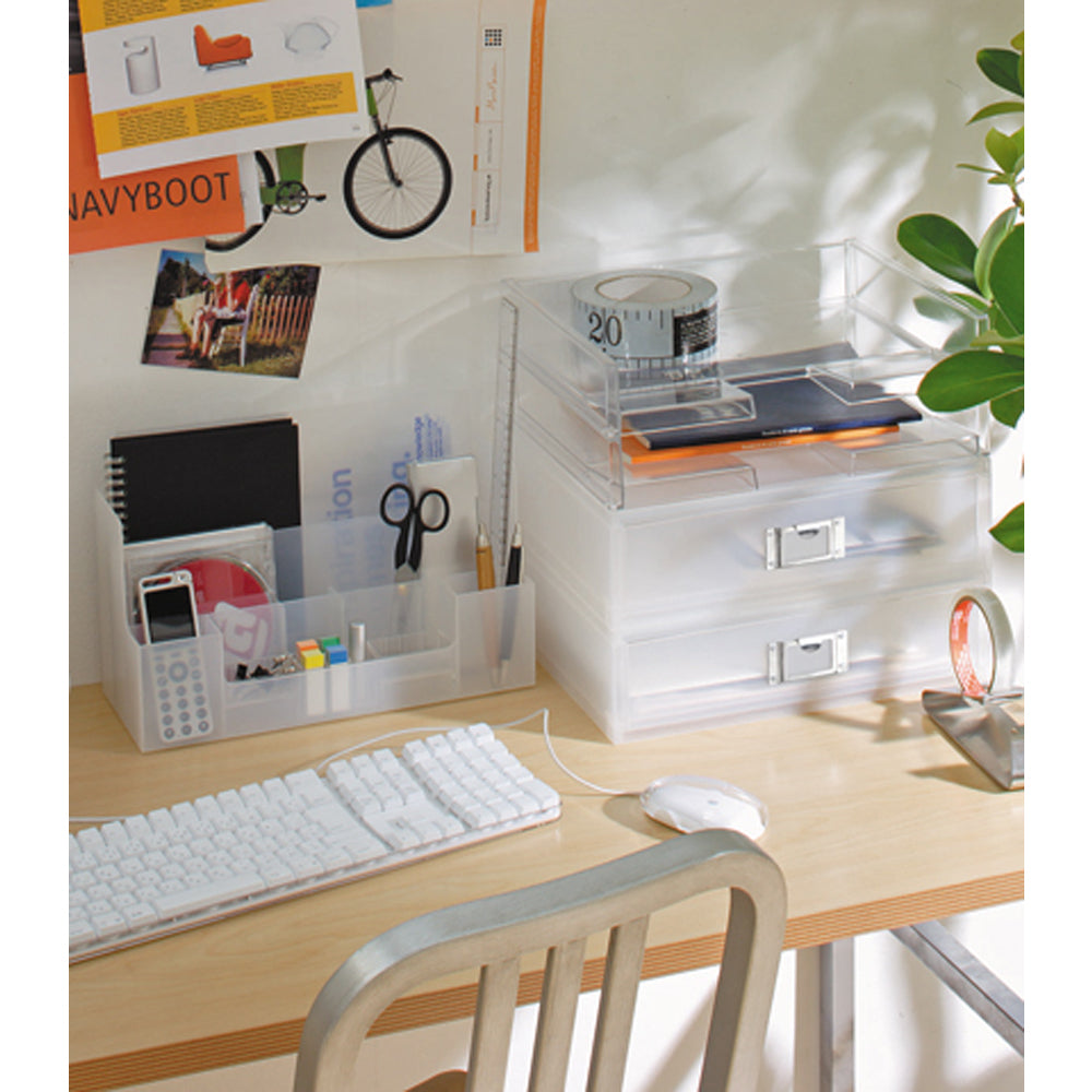 Like-It Universal Organizer Storage Tray Set for Home or Office, Clear (4 Pack)