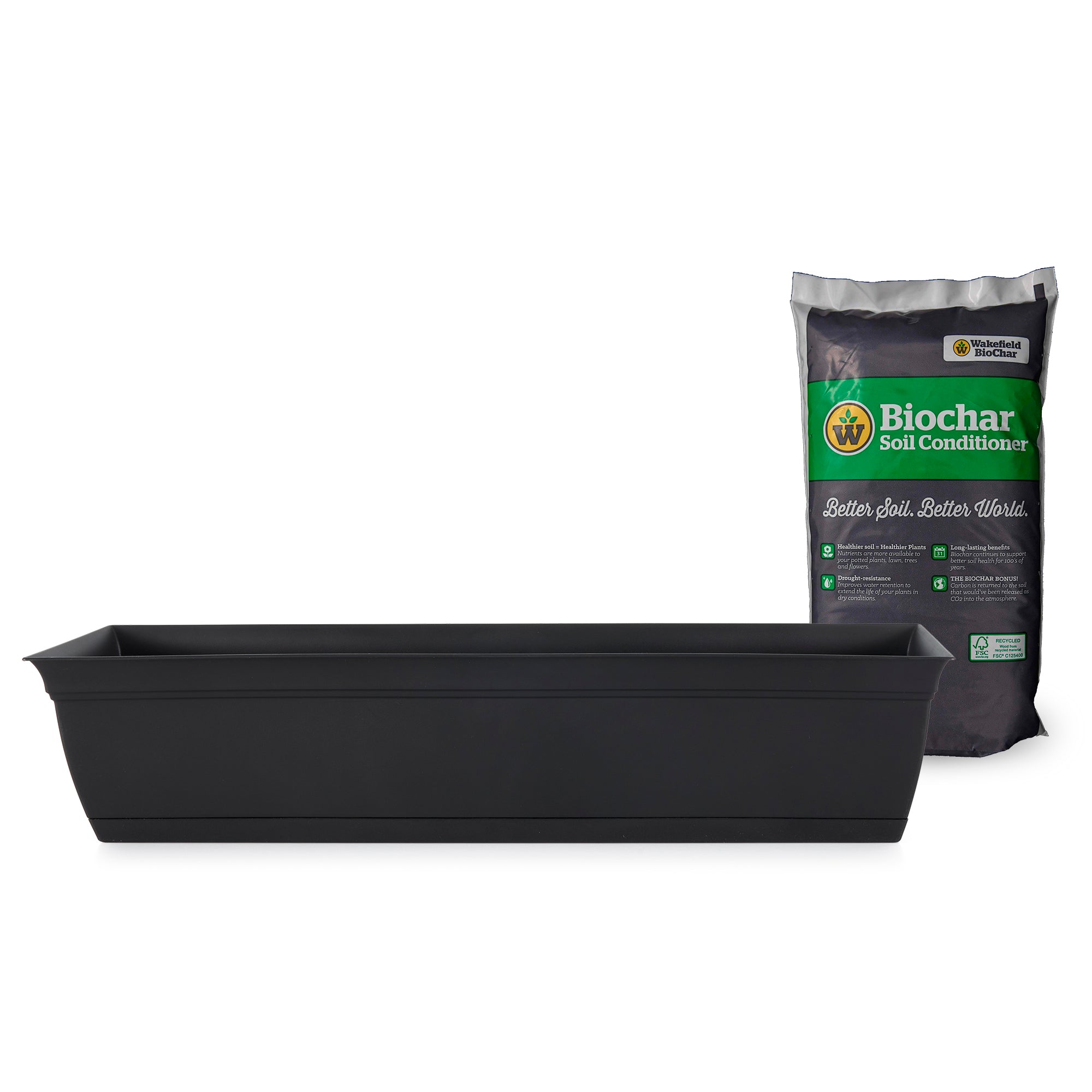 The HC Companies 30 In Flower Box with Wakefield 1 LB Garden Soil Conditioner - VMInnovations