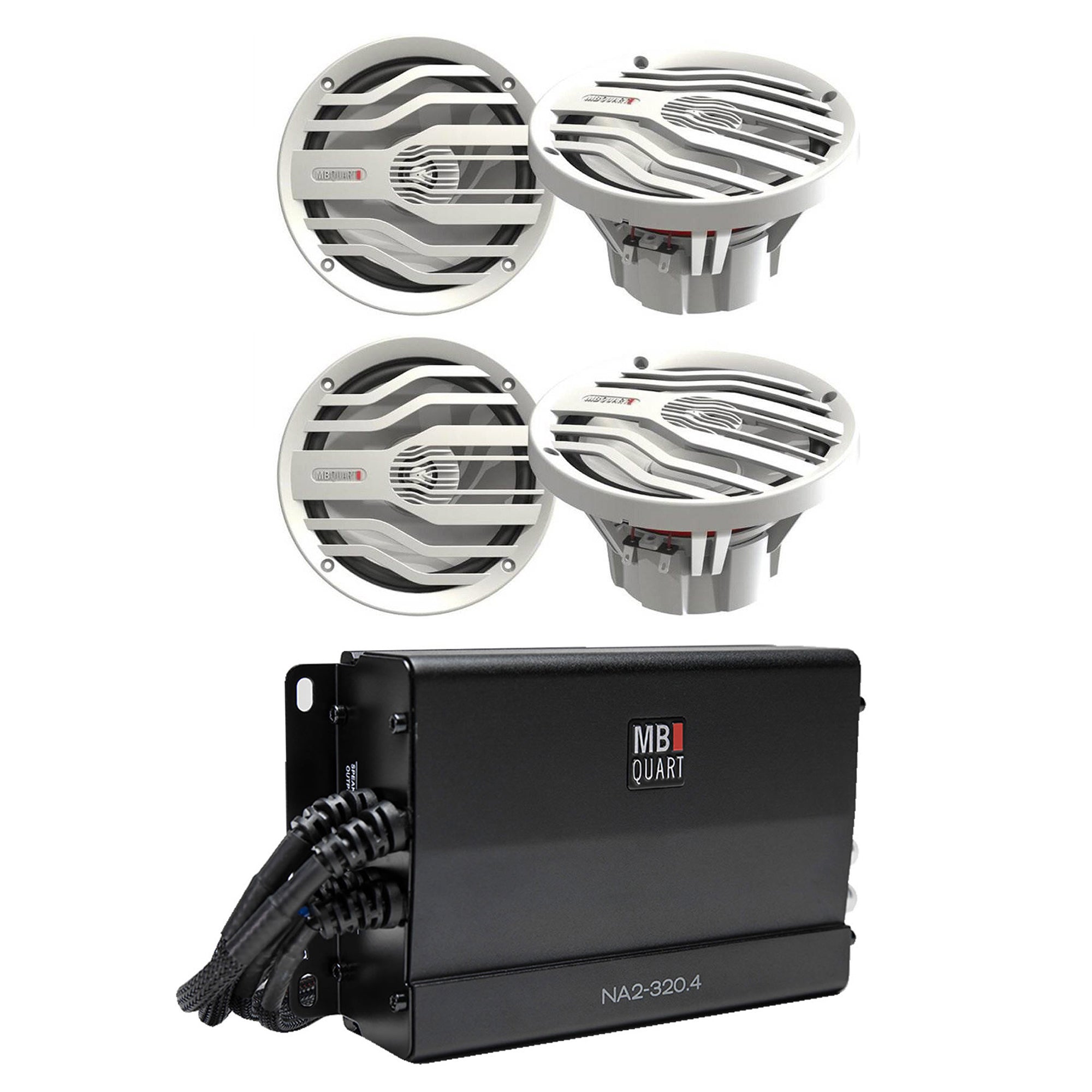 MB Quart Marine Powersports Nautic Class D Amplifier w/ 2 Power Sports Speakers - VMInnovations