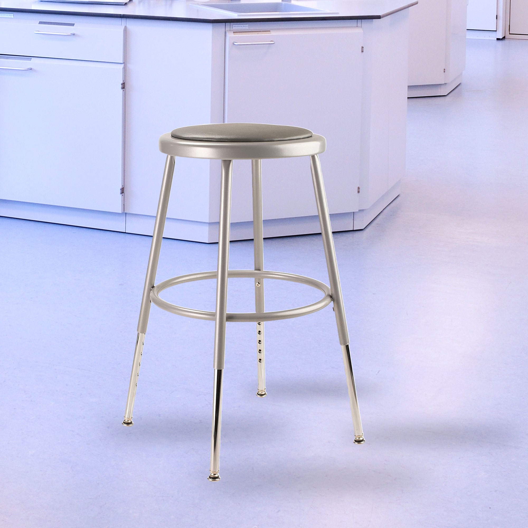 National Public Seating 6400 Series 18' Adjustable Height Steel Stool,Grey(Used) - VMInnovations