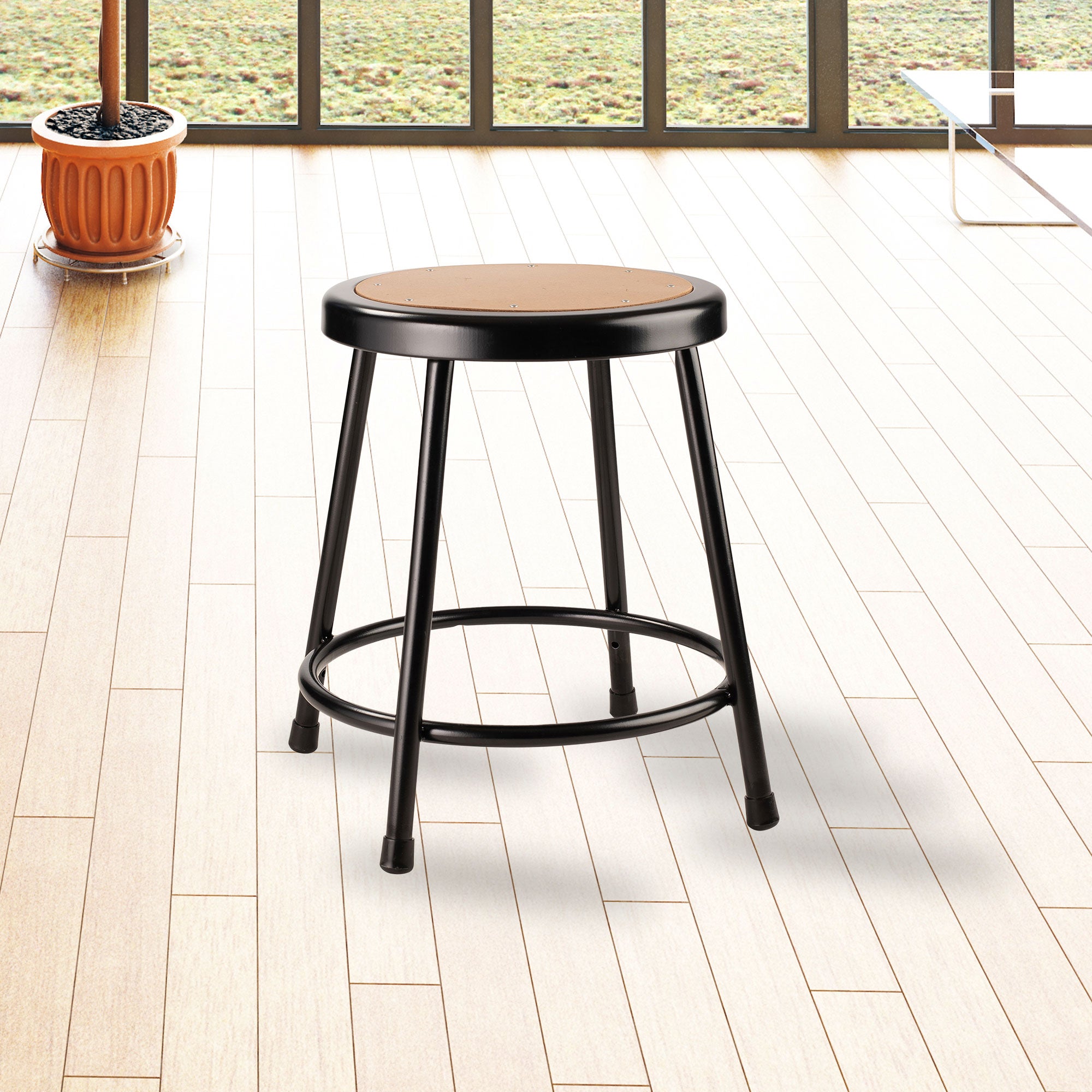 National Public Seating 6200 Series 18" Steel Stool, Black (Open Box) - VMInnovations