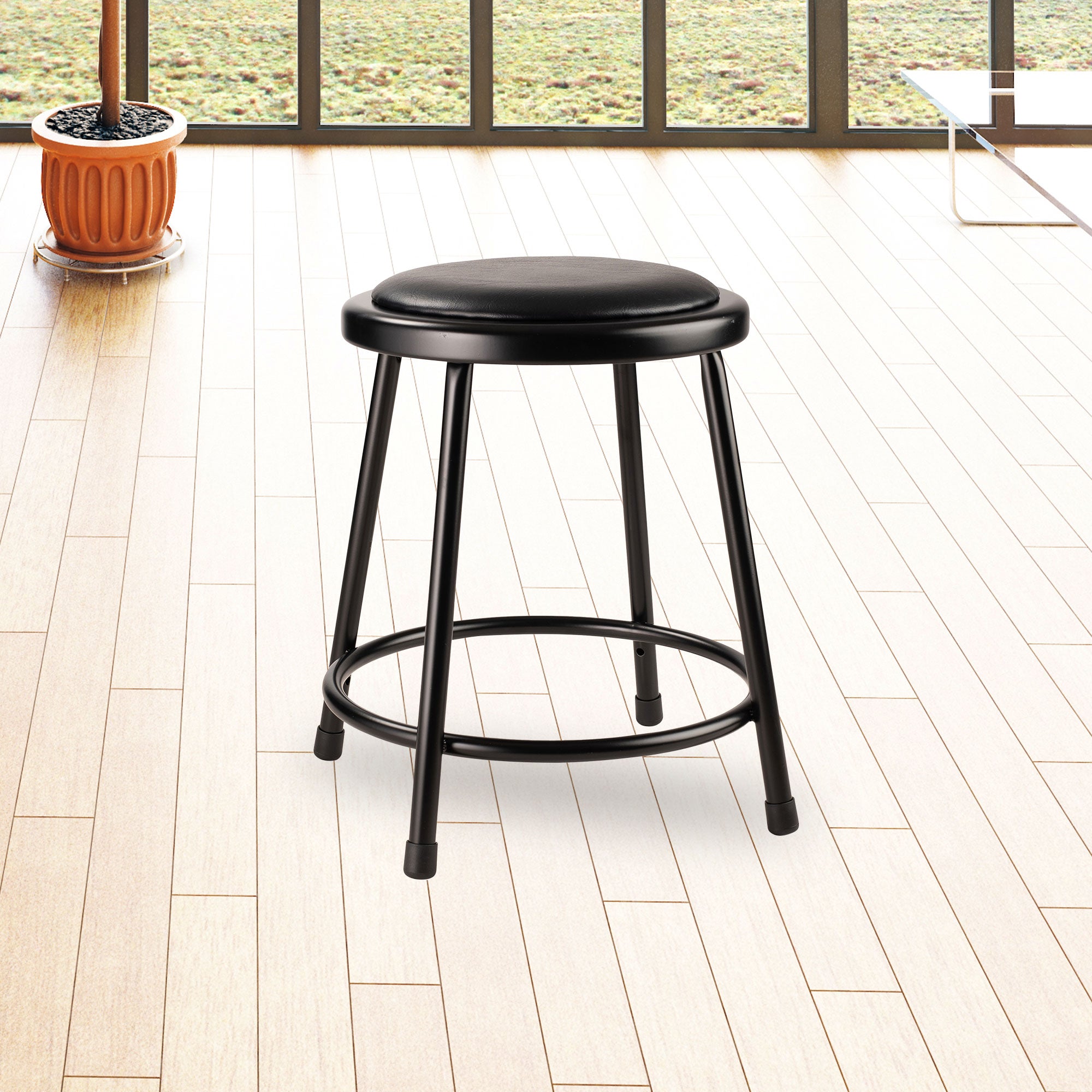 National Public Seating 6400 Series 18" Steel Stool Supports 300lb, Black (Used) - VMInnovations