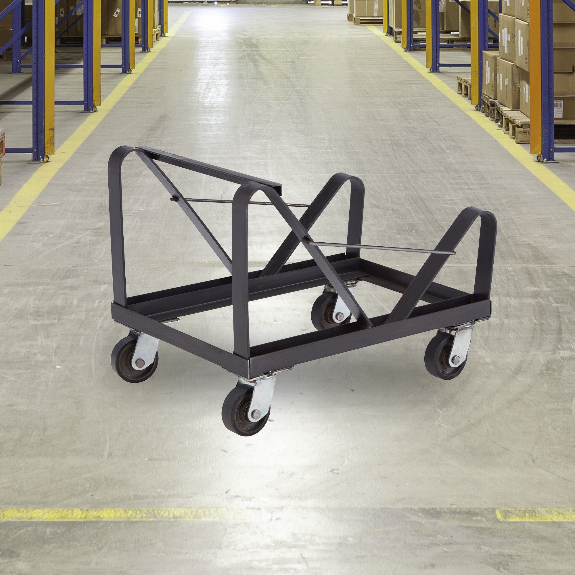 NPS Powder Coated Steel Stackable Chair Dolly for 40 8500 Series Chairs, Black - VMInnovations