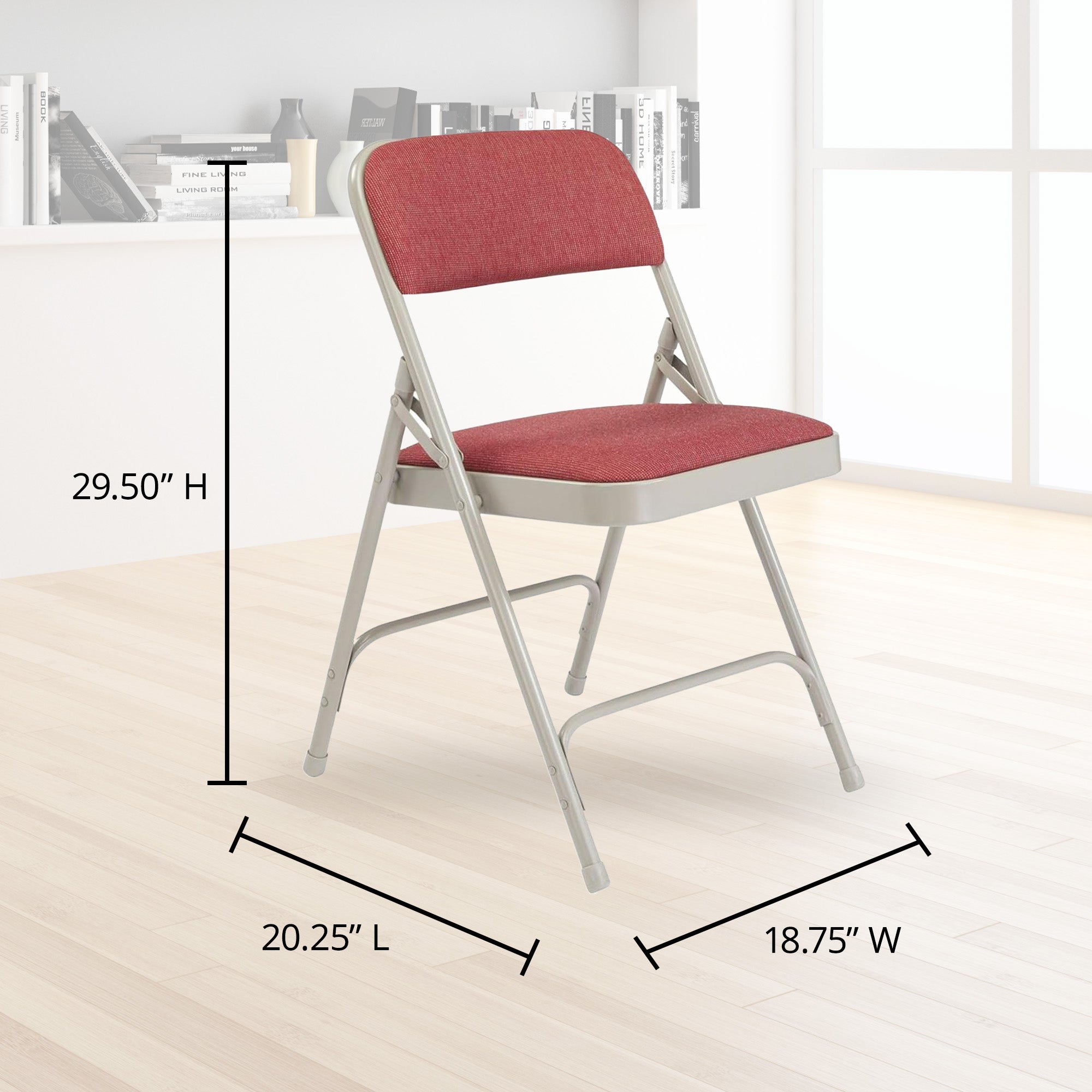 NPS 2200 Series 2" Cushion Fabric Upholstered Folding Chair, Cabernet, 4 Pack - VMInnovations