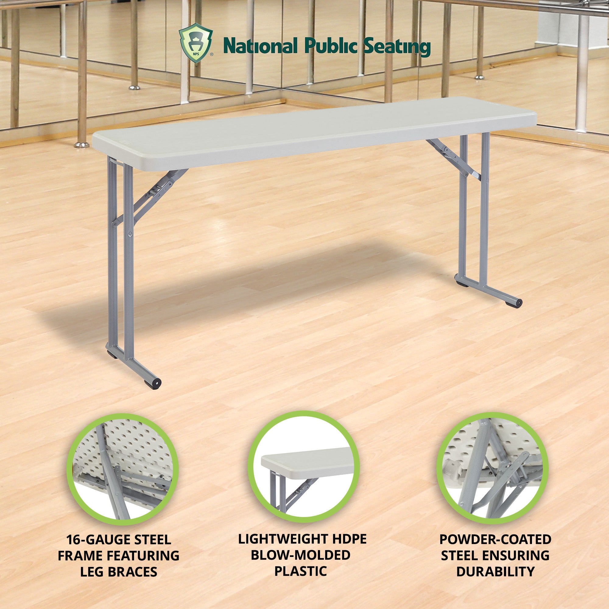 National Public Seating 18 x 72 Inch Seminar Folding Table, Speckled Grey (Used) - VMInnovations