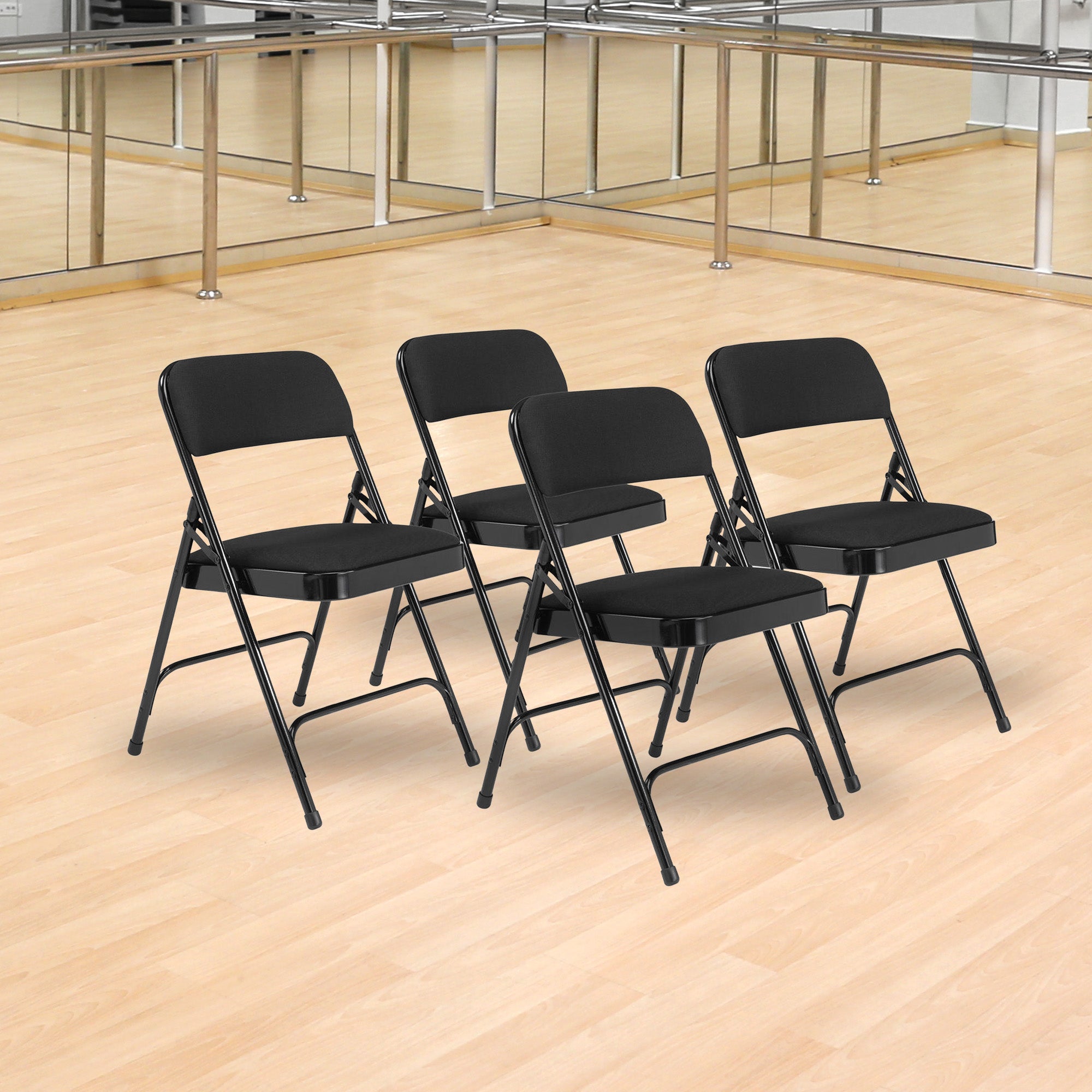 NPS 2200 Series 2" Cushion Fabric Upholstered Folding Chair, Black, 4 Pk(Used) - VMInnovations
