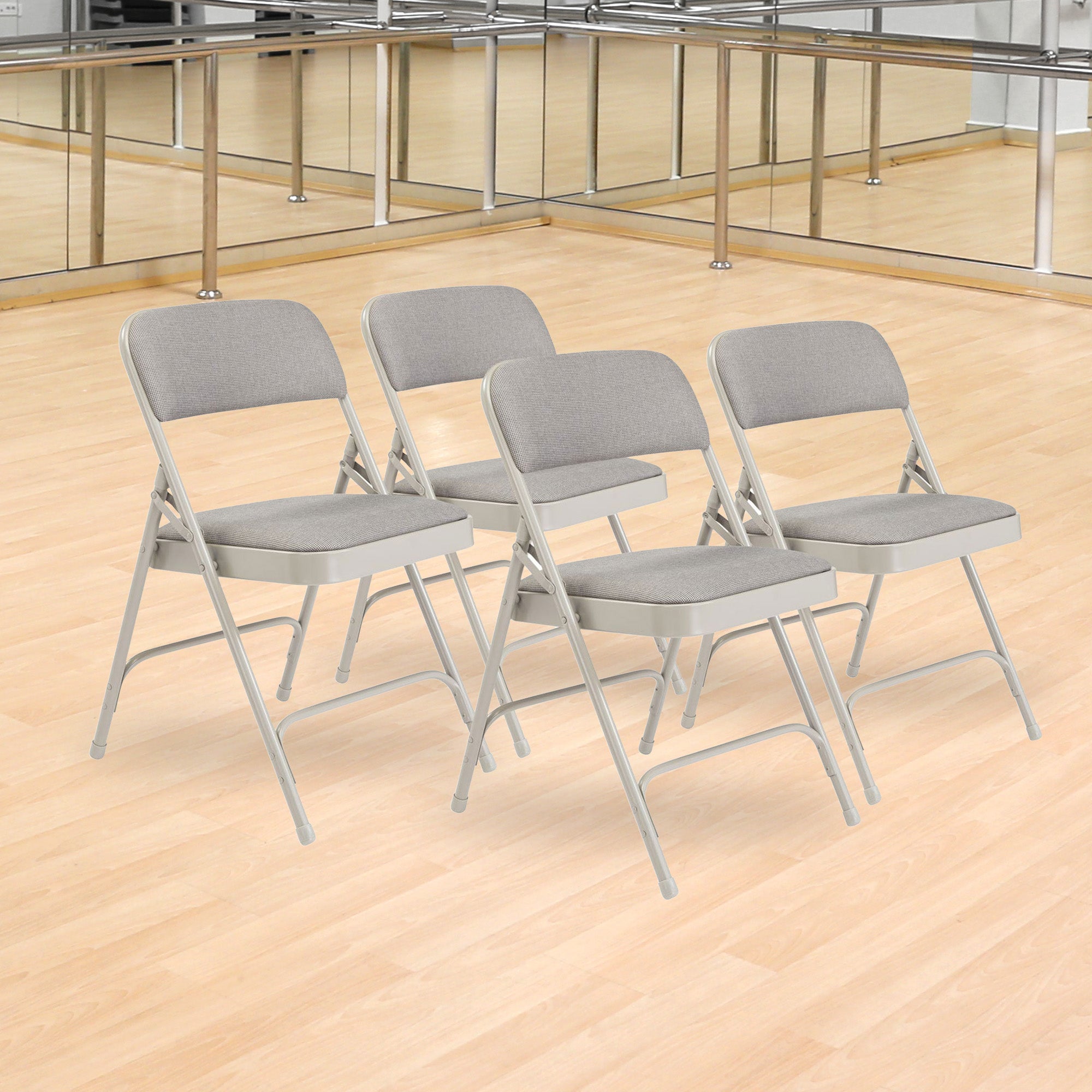 NPS 2200 Series 2" Cushion Fabric Folding Chair, Greystone, 4 Pack (Used) - VMInnovations