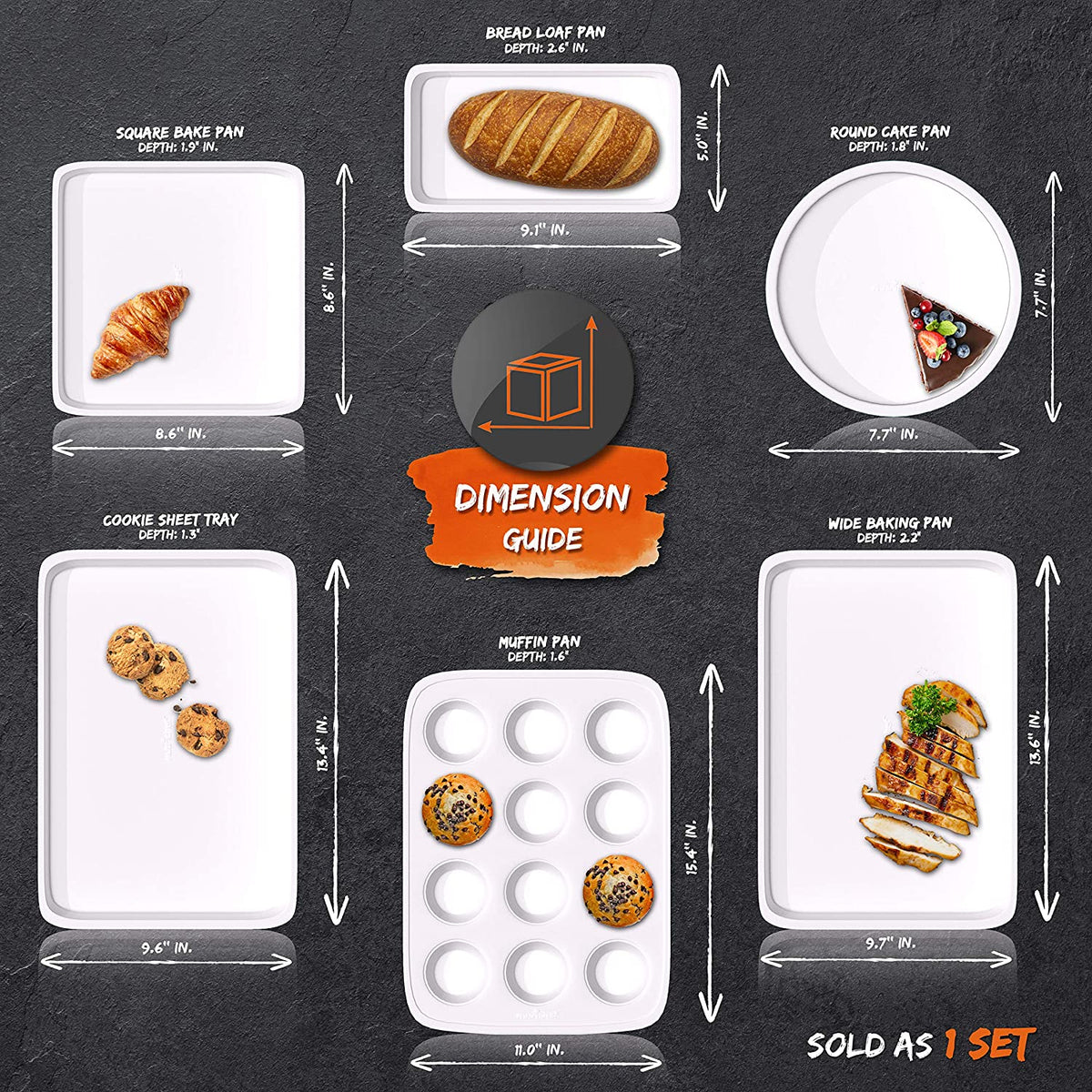 NutriChef Ceramic 3 Piece Nonstick Kitchen Bakeware Set w/ Stackable Baking Pans - VMInnovations