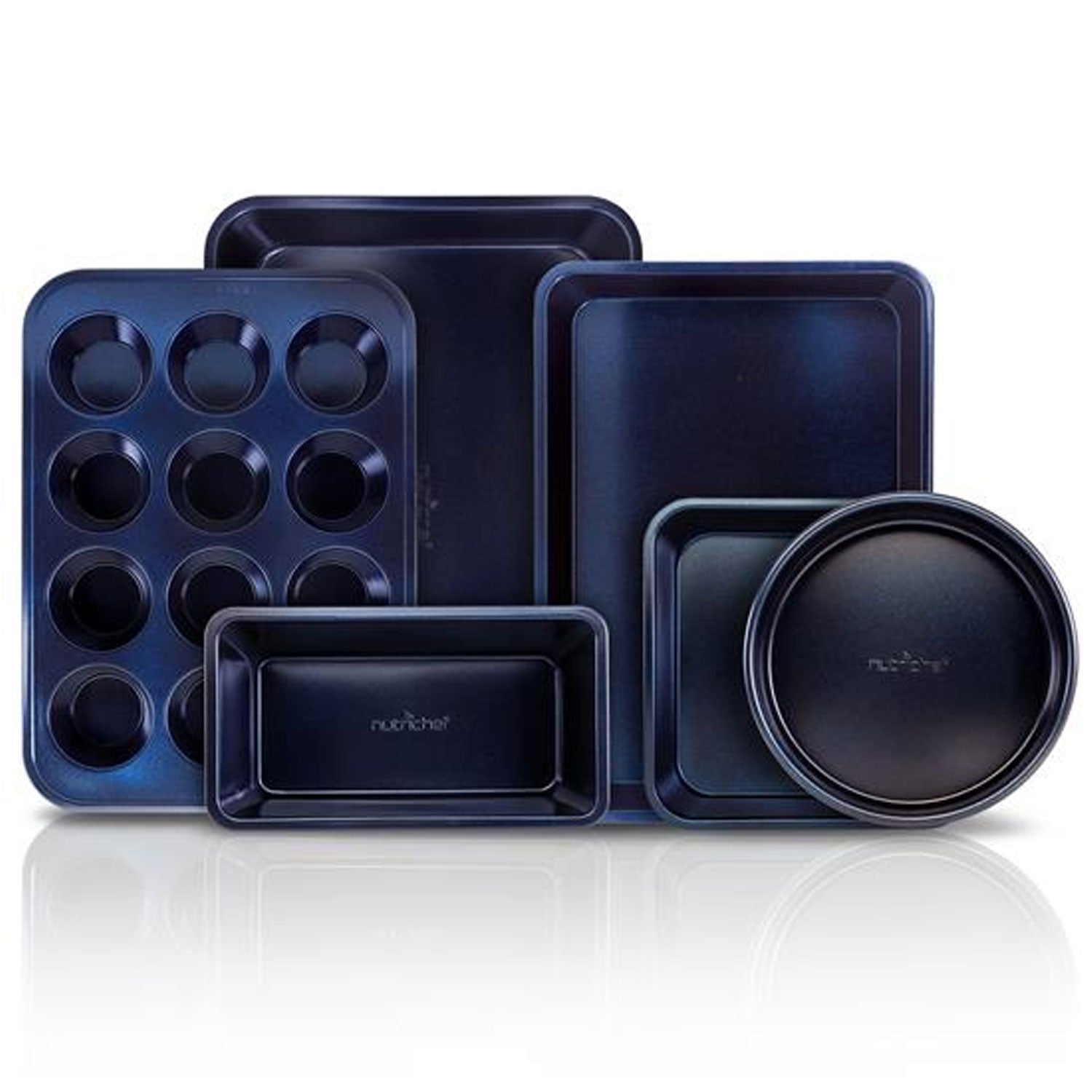 NutriChef 6 Piece Non Stick Kitchen Oven Carbon Steel Baking Pans, Blue Diamond - VMInnovations