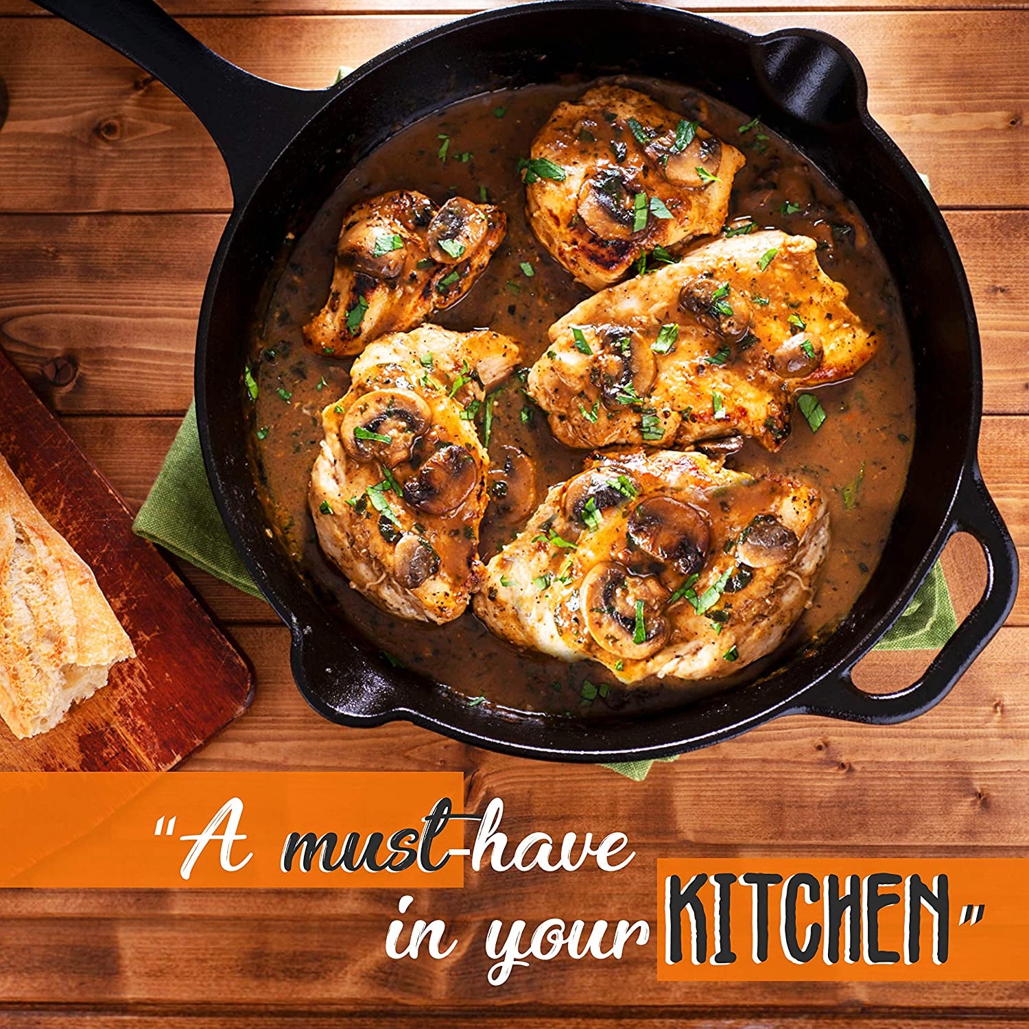 NutriChef Non Stick Cast Iron Skillet Frying Pan, 3 Piece Set (For Parts) - VMInnovations