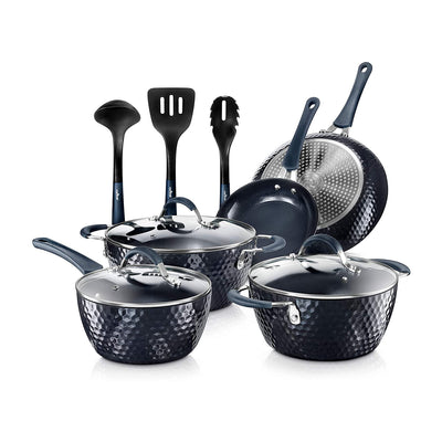 NutriChef Nonstick Cooking Kitchen Cookware 11 Piece Pots and Pans Set (2 Pack)
