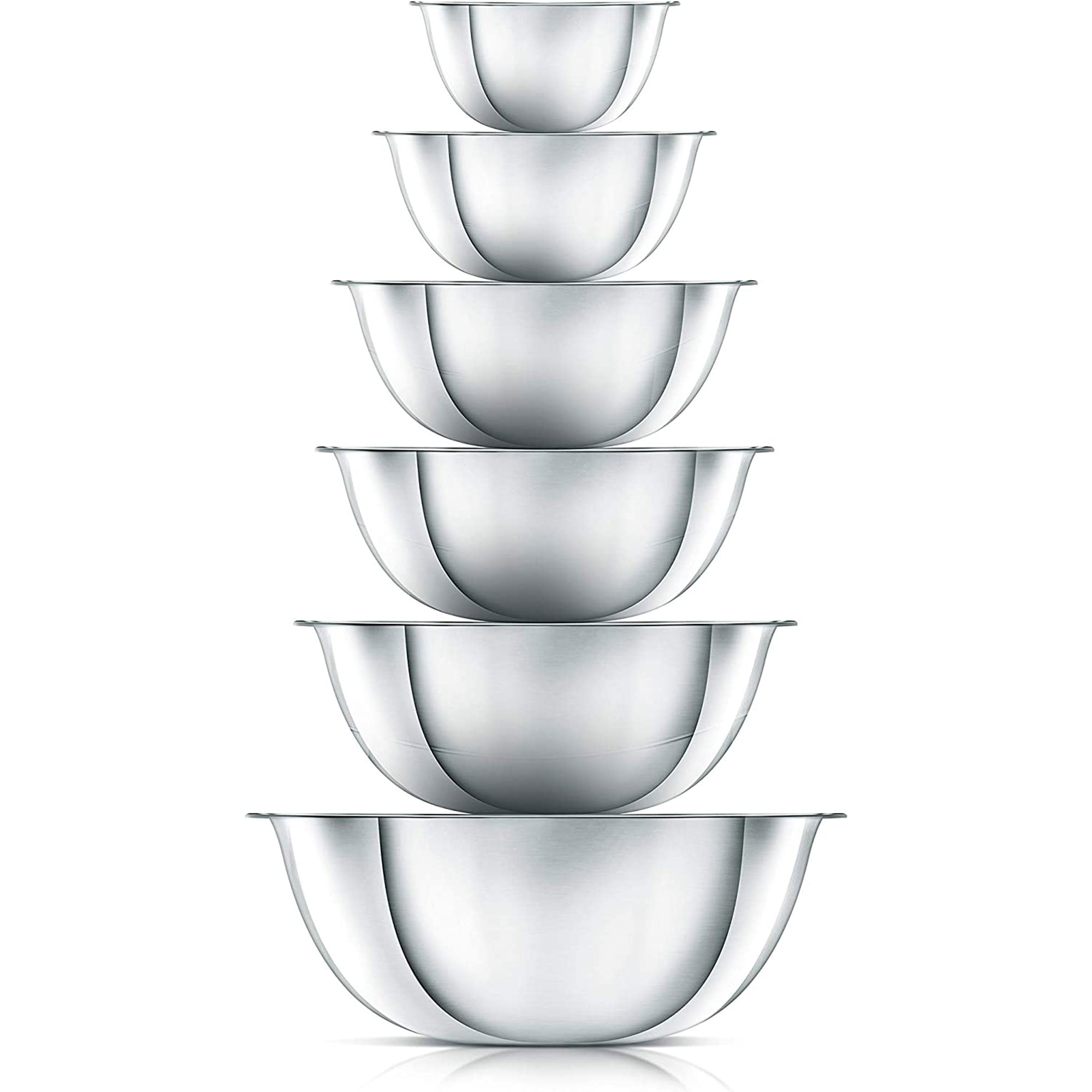 NutriChef 6 Piece Stainless Steel Home Kitchen Food Prep Mixing Serving Bowl Set