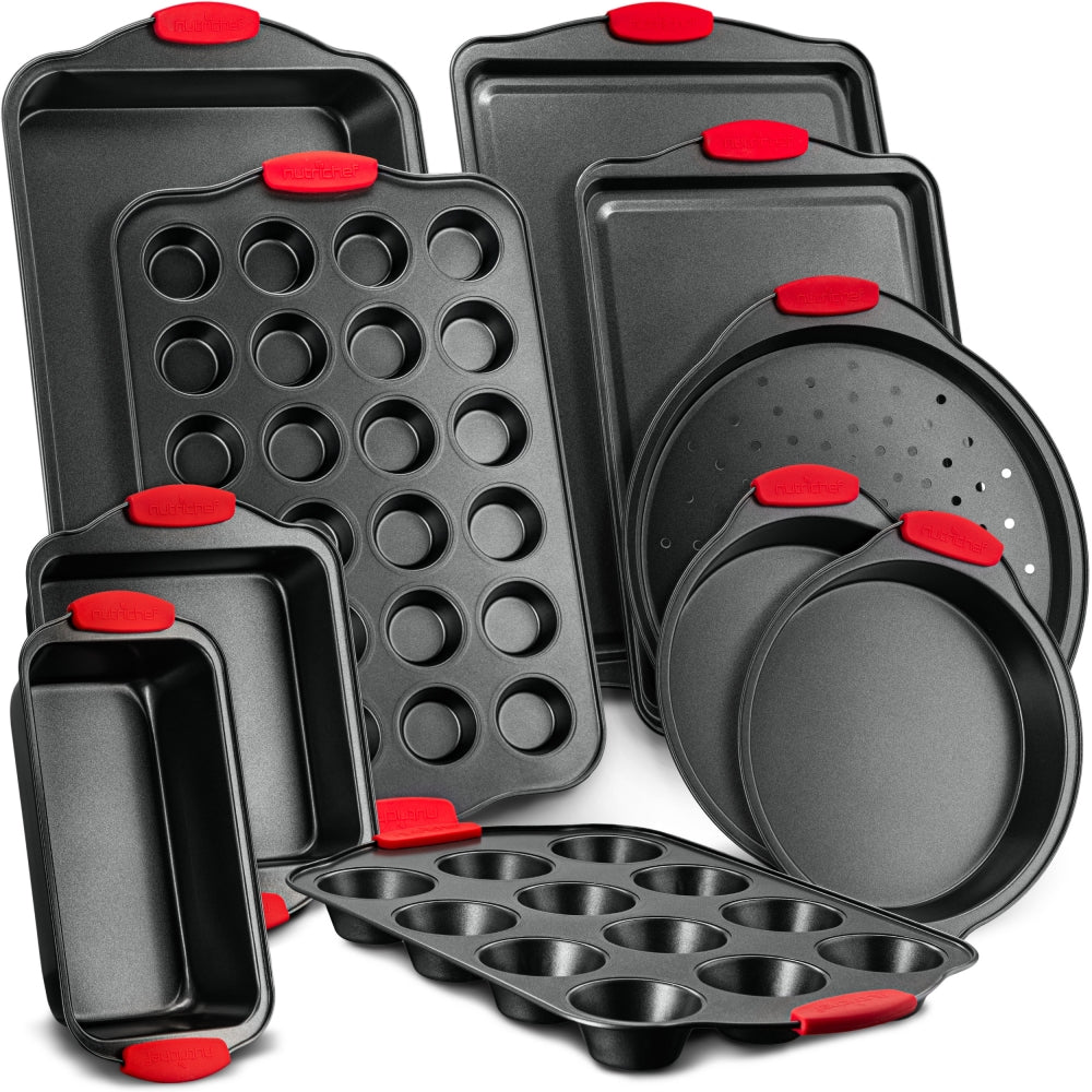 NutriChef Oven Carbon Steel 10 Piece Bakeware Set w/ Deluxe 3 Piece Bakeware Set