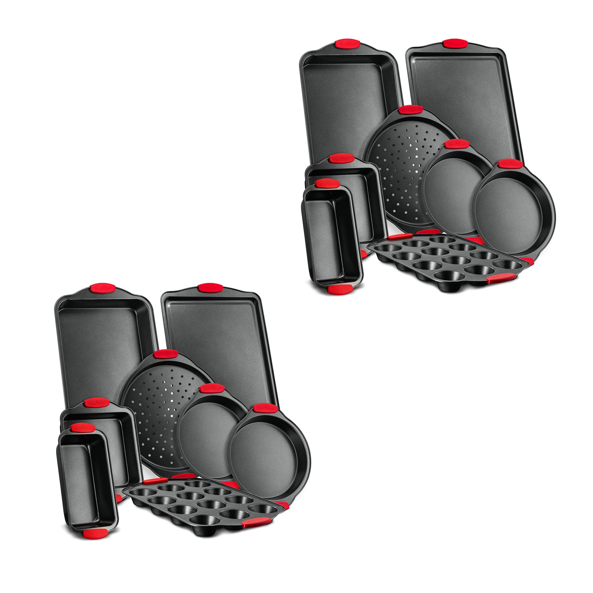 NutriChef Deluxe Oven Non Stick Gray Carbon Steel 8 Piece Bakeware Set (2 Pack) - VMInnovations