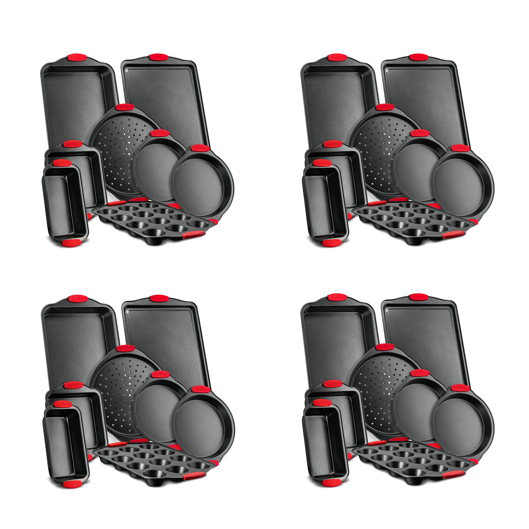 NutriChef Deluxe Oven Non Stick Gray Carbon Steel 8 Piece Bakeware Set (4 Pack) - VMInnovations