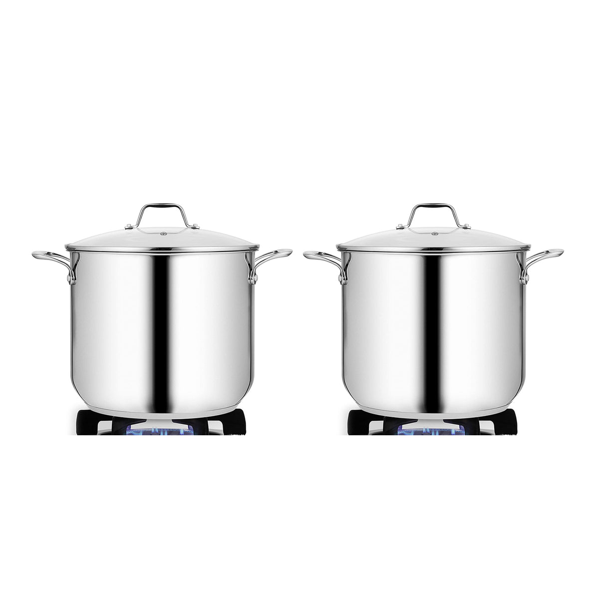 NutriChef Heavy Duty 15 Quart Large Stainless Steel Stock Pot Cookware (4 Pack)