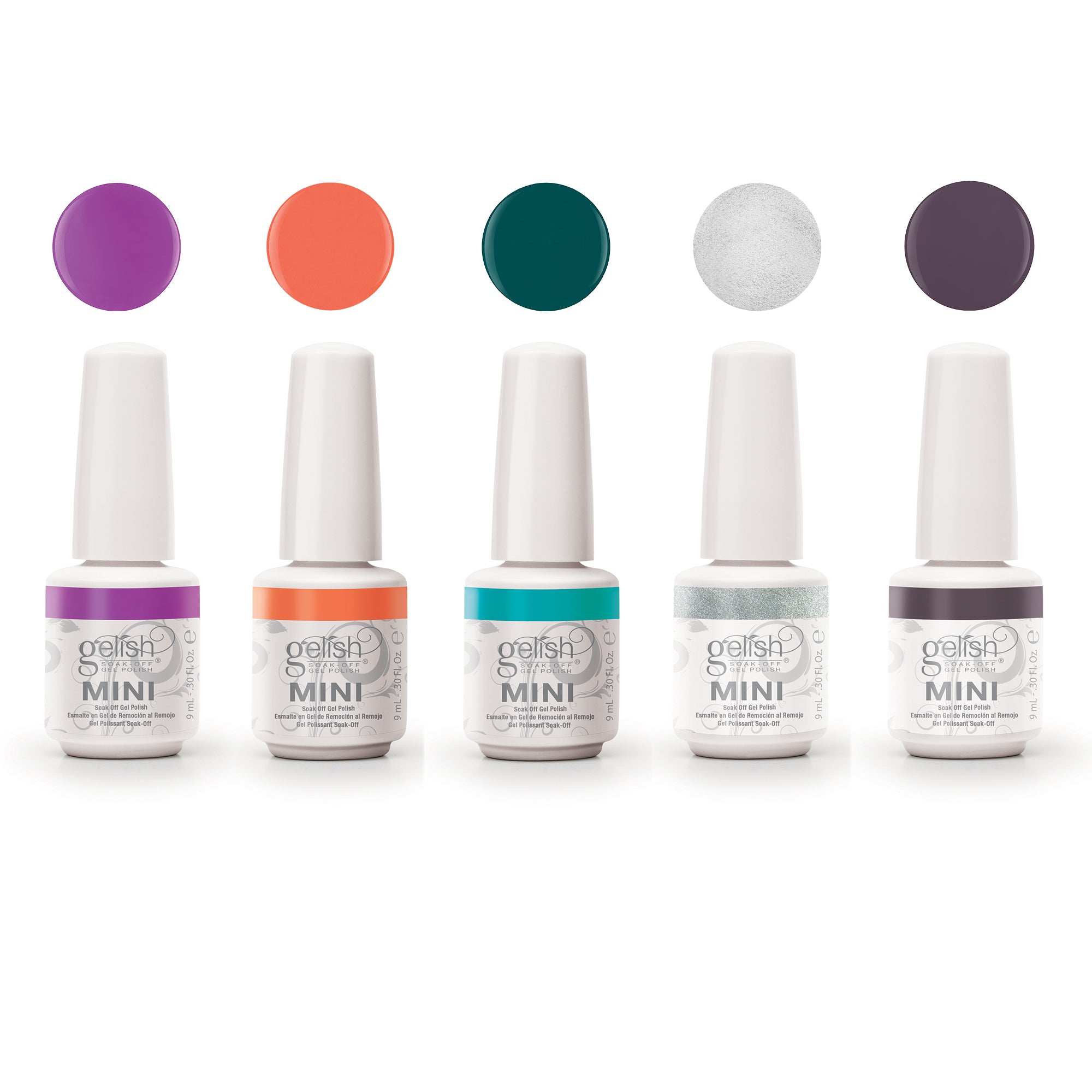 Gelish Dynamic Duo Foundation & Top Coat with Mini Petal 5 Color Gel Polish Set - VMInnovations