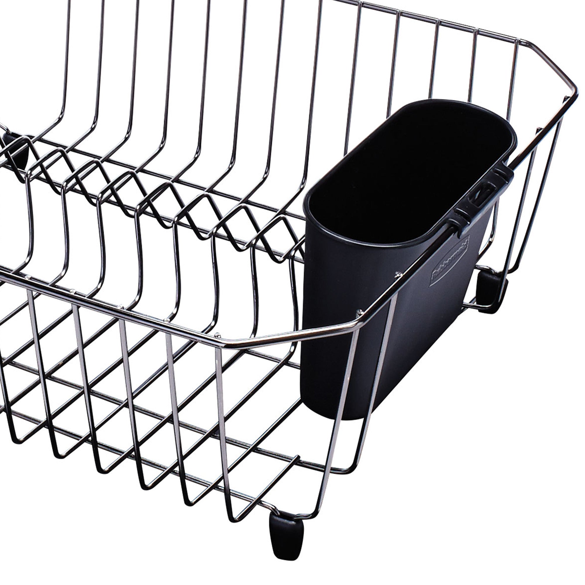 Rubbermaid Home Kitchen Gadget Twin Sink 11 Slot Dish Rack Drainer, Black Chrome - VMInnovations